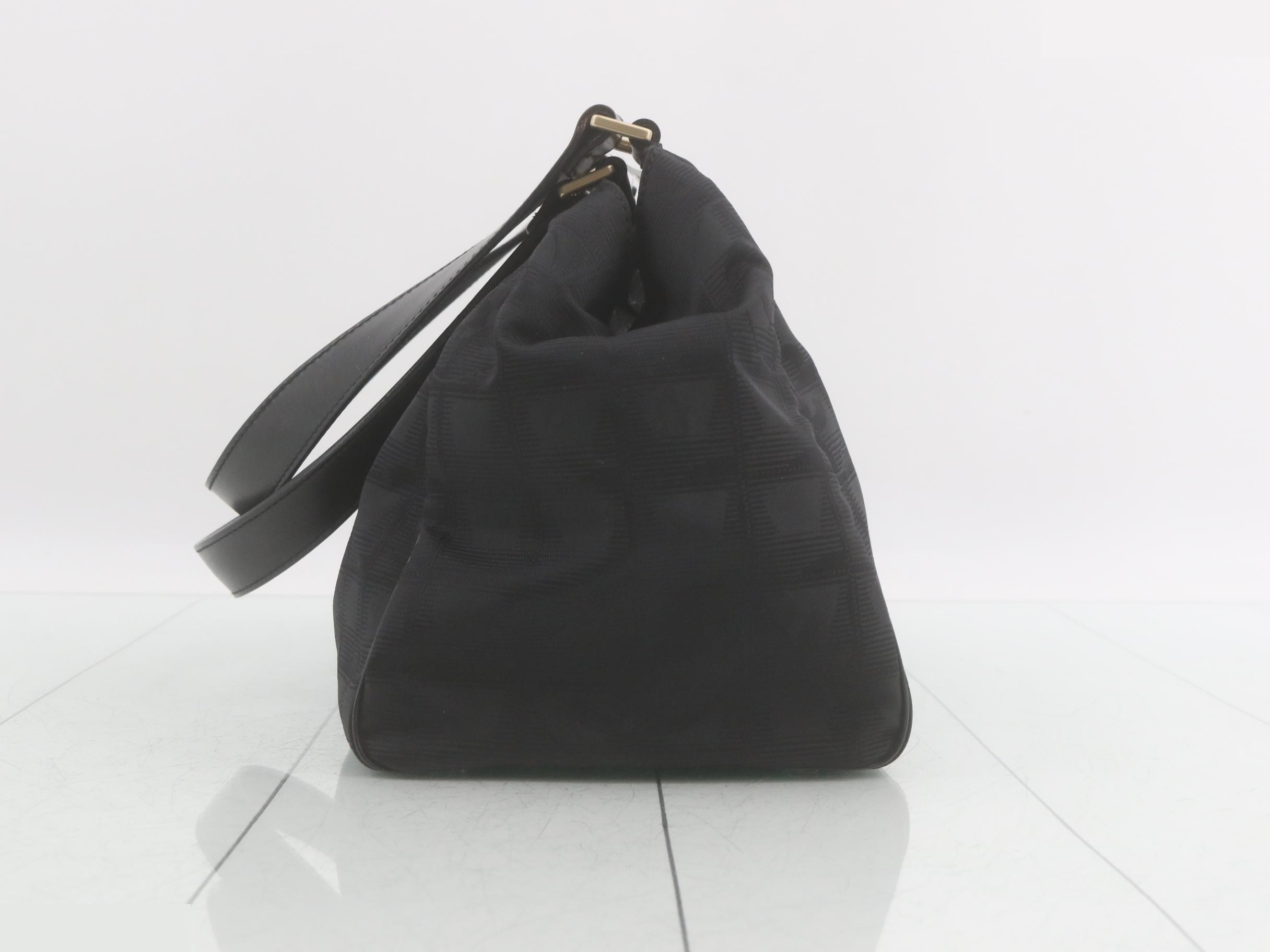 New Travel Line Nylon/Leather Semi-Shoulder Bag, Black — view 4