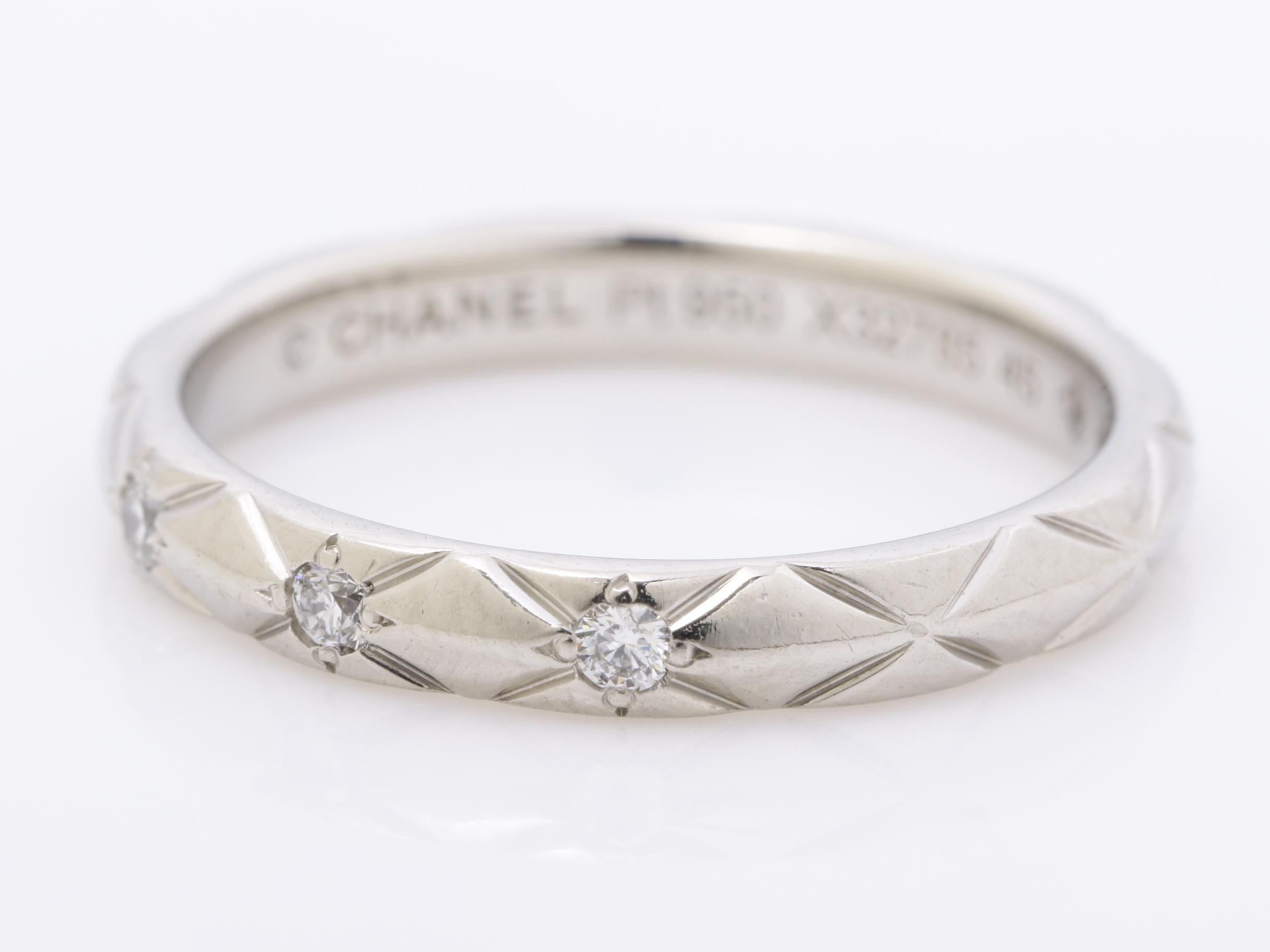 Pt950 Diamond Ring, 2.75g, Matelassé, #45 — view 3