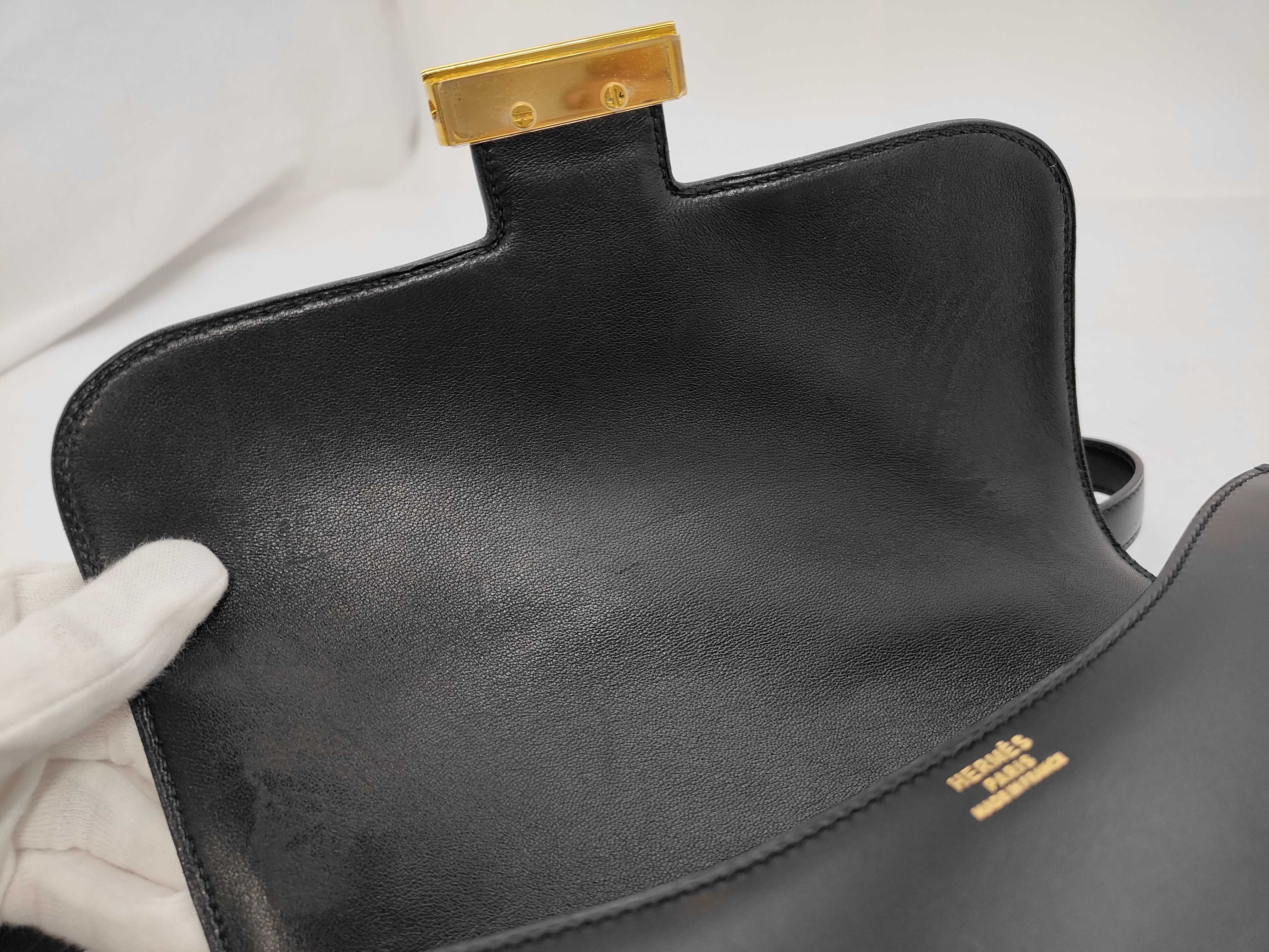 Constance 24 Box Calf Black Shoulder Bag (Y Stamp, Gold) — view 3