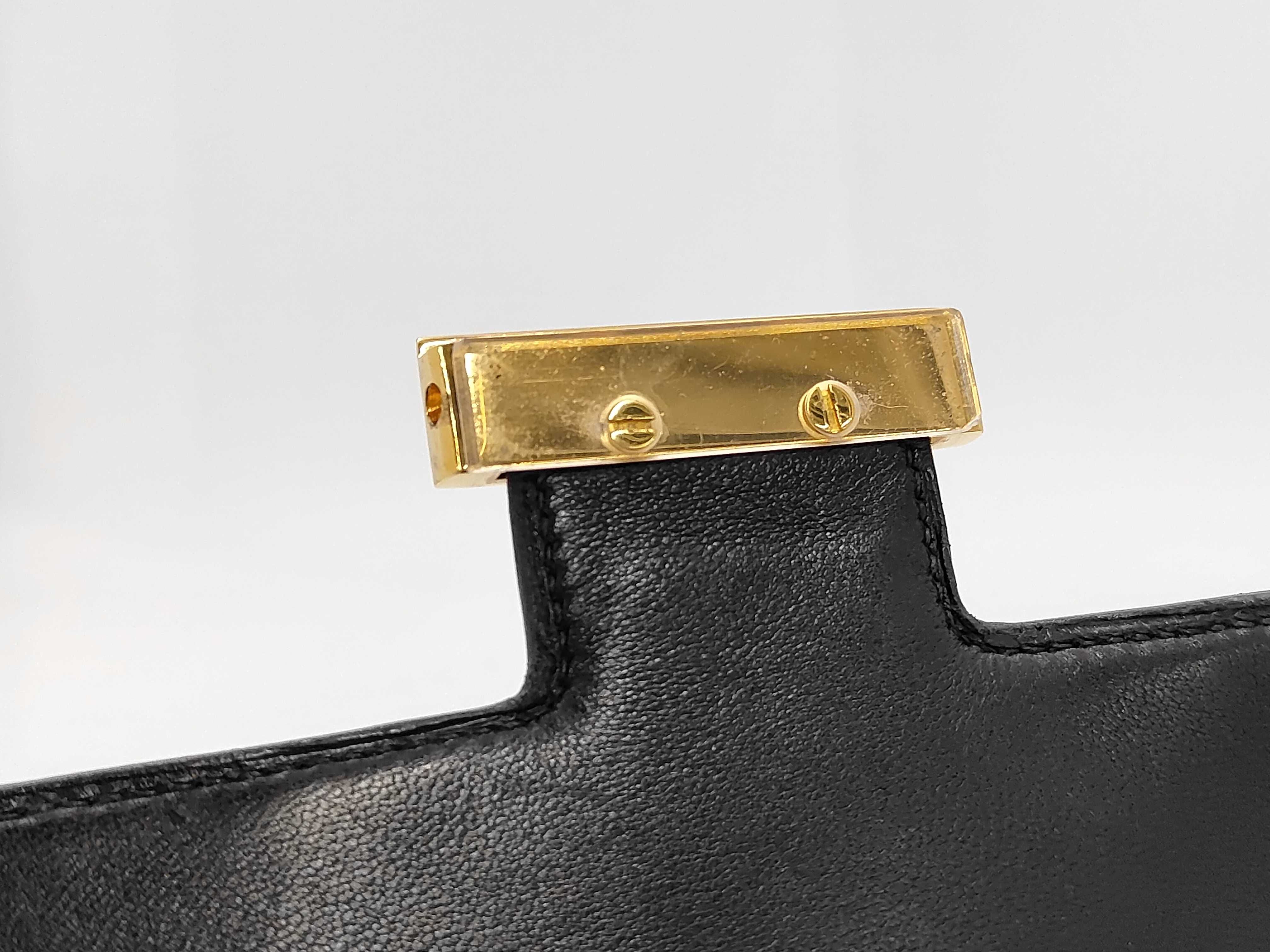 Constance 24 Box Calf Black Shoulder Bag (Y Stamp, Gold) — view 4