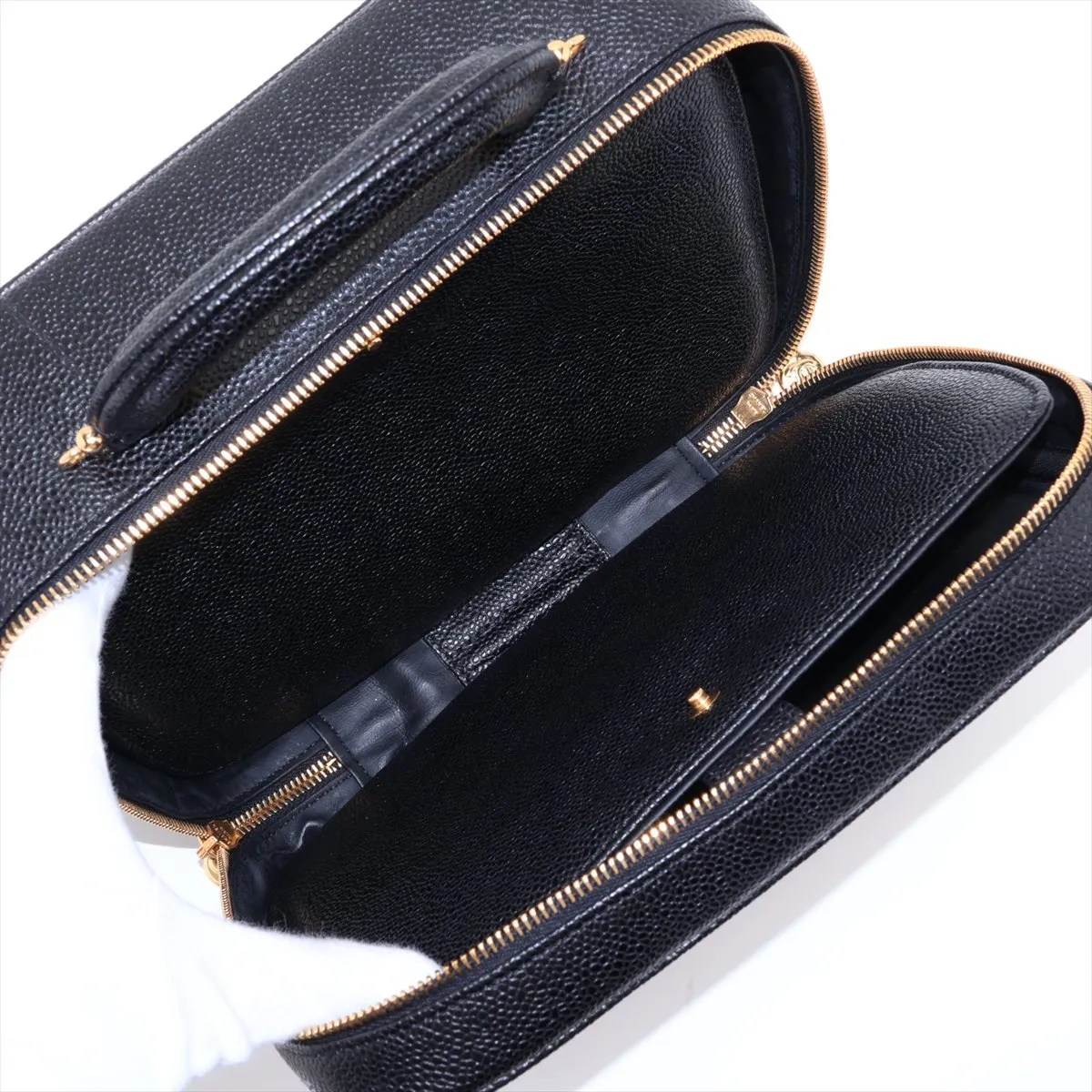 Coco Mark Caviar Skin Vanity Bag, Black with Gold Hardware, 5594338, Series 5 — view 9