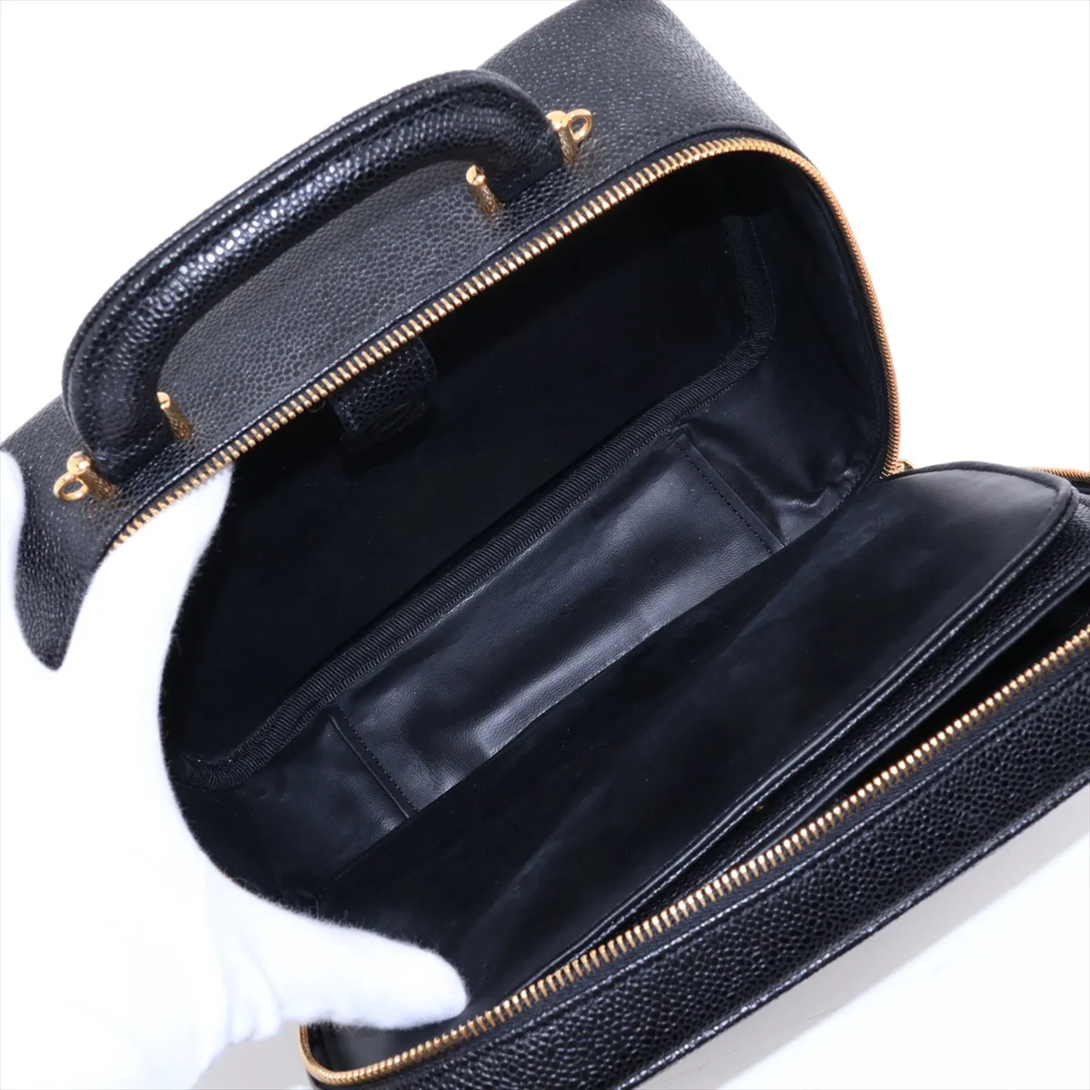Coco Mark Caviar Skin Vanity Bag, Black with Gold Hardware, 5594338, Series 5 — view 10