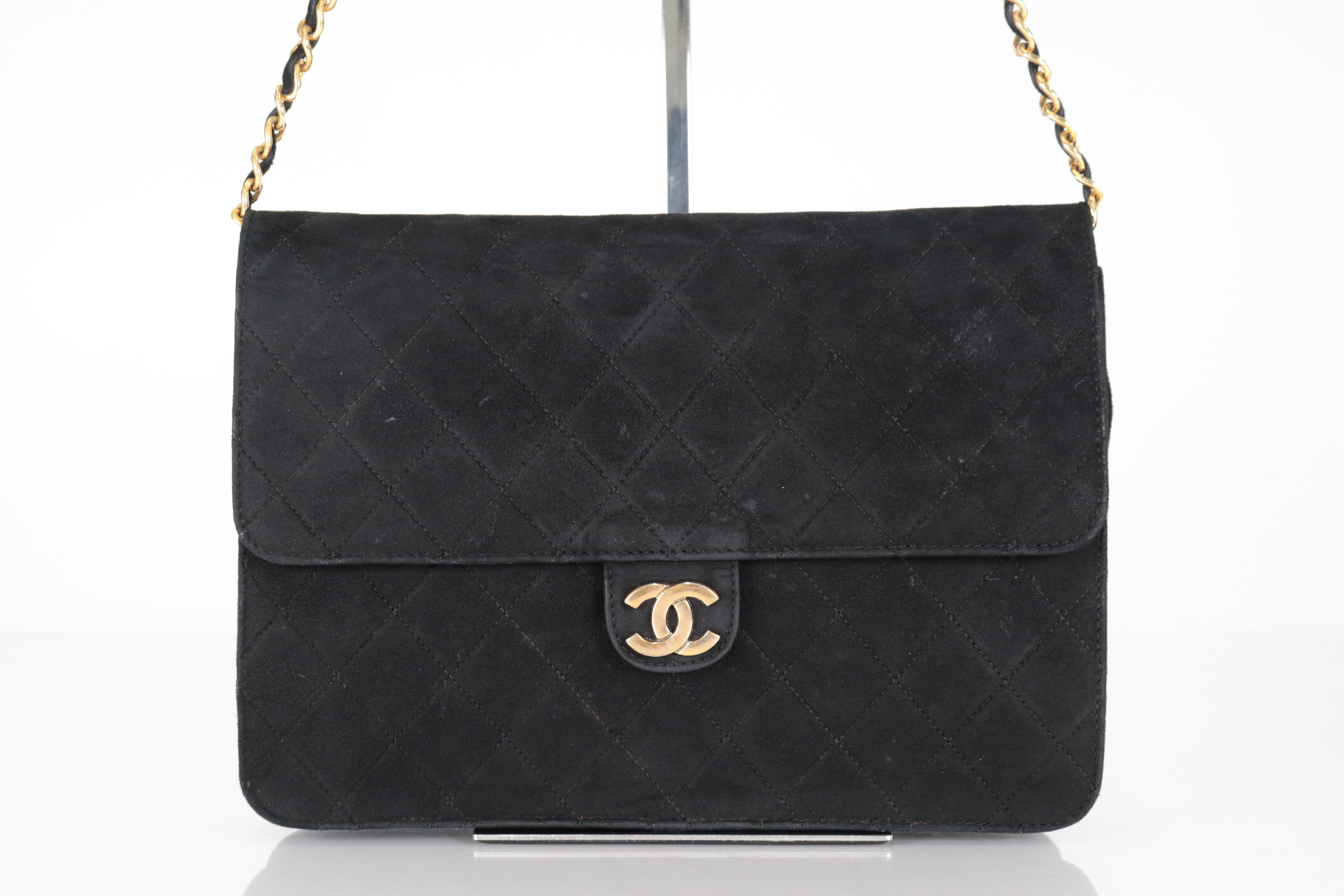 Push-Lock Suede Chain Shoulder Bag (Series 6) — view 2