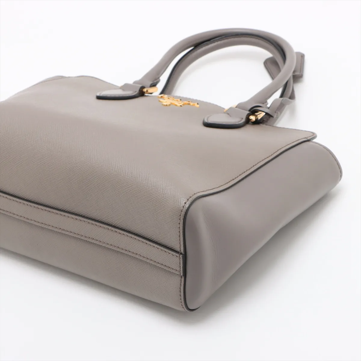 Saffiano Soft Leather 2-Way Handbag, Greige, 1BA113 — view 3