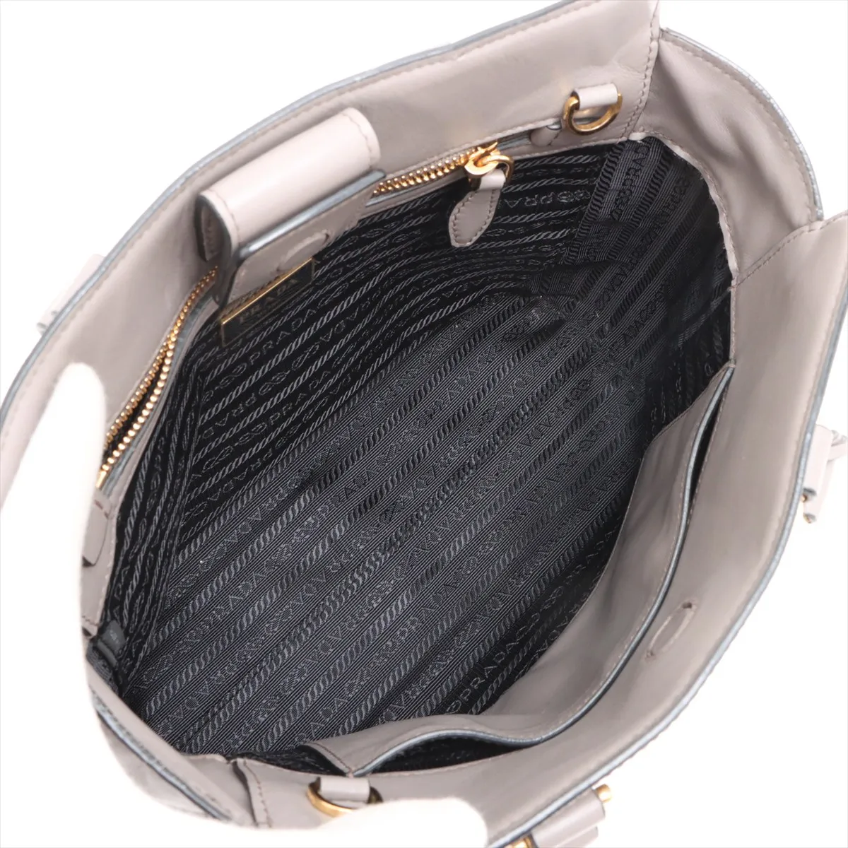 Saffiano Soft Leather 2-Way Handbag, Greige, 1BA113 — view 8