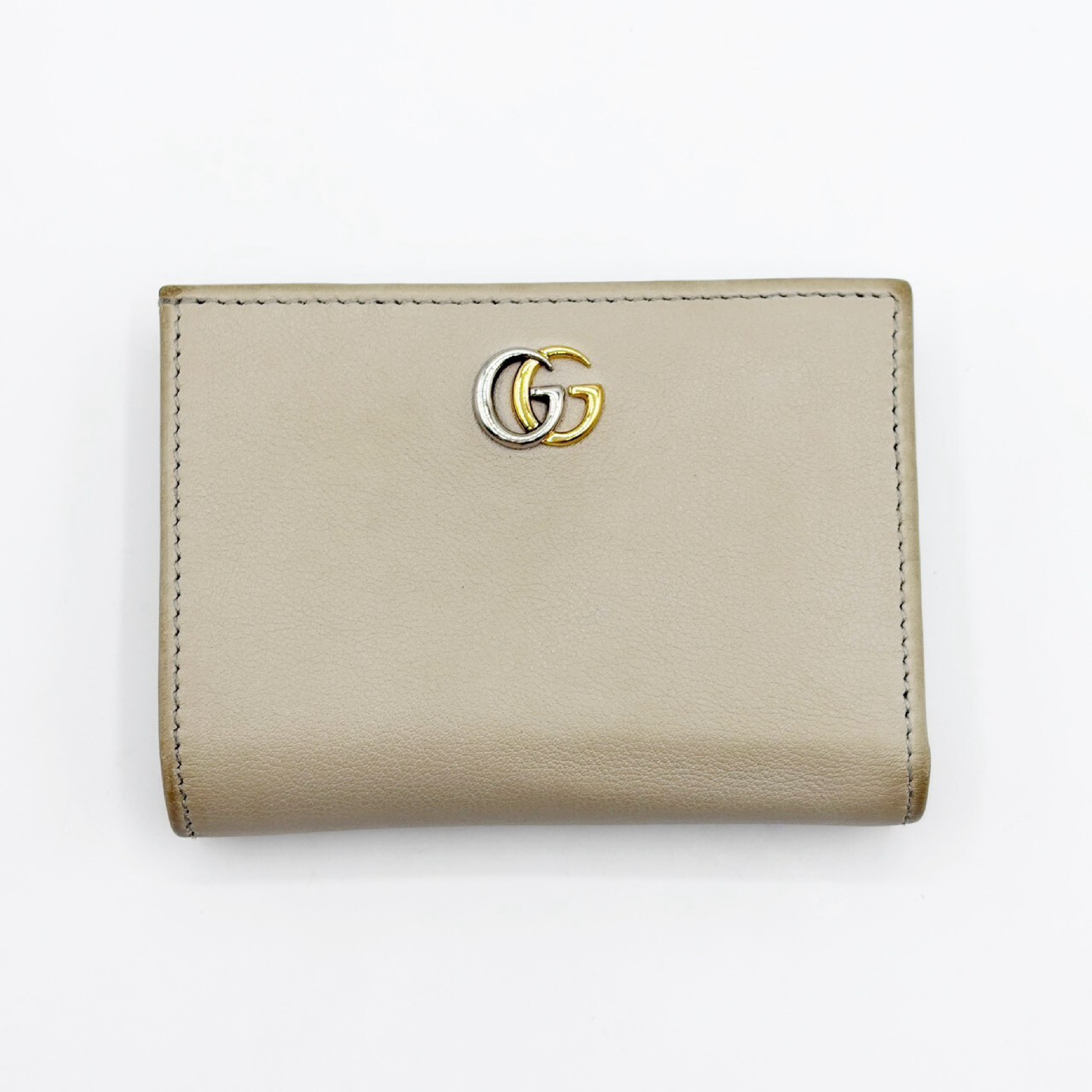 GG Marmont Compact Wallet, Greige
