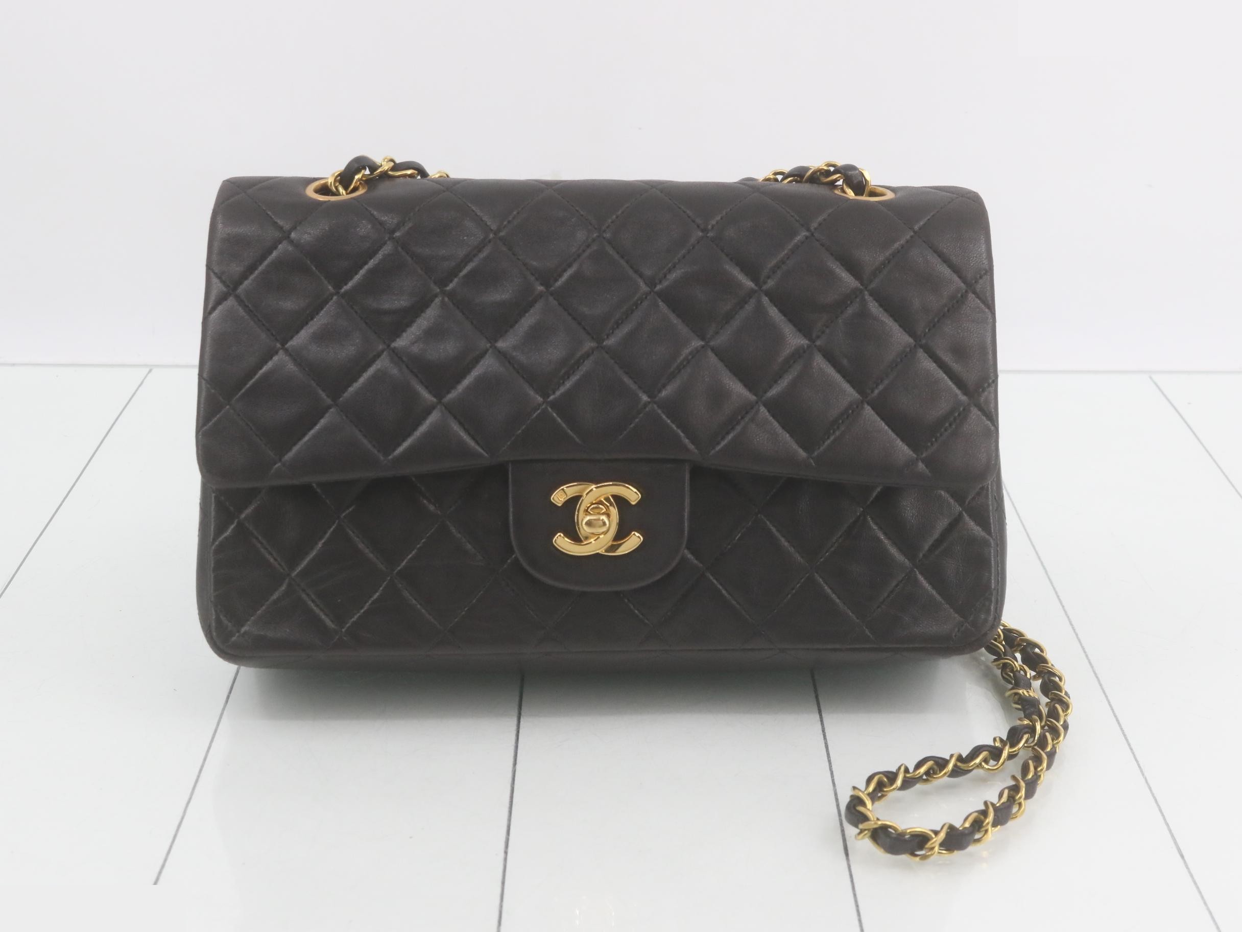 Matelassé Chain Shoulder Bag, Black
