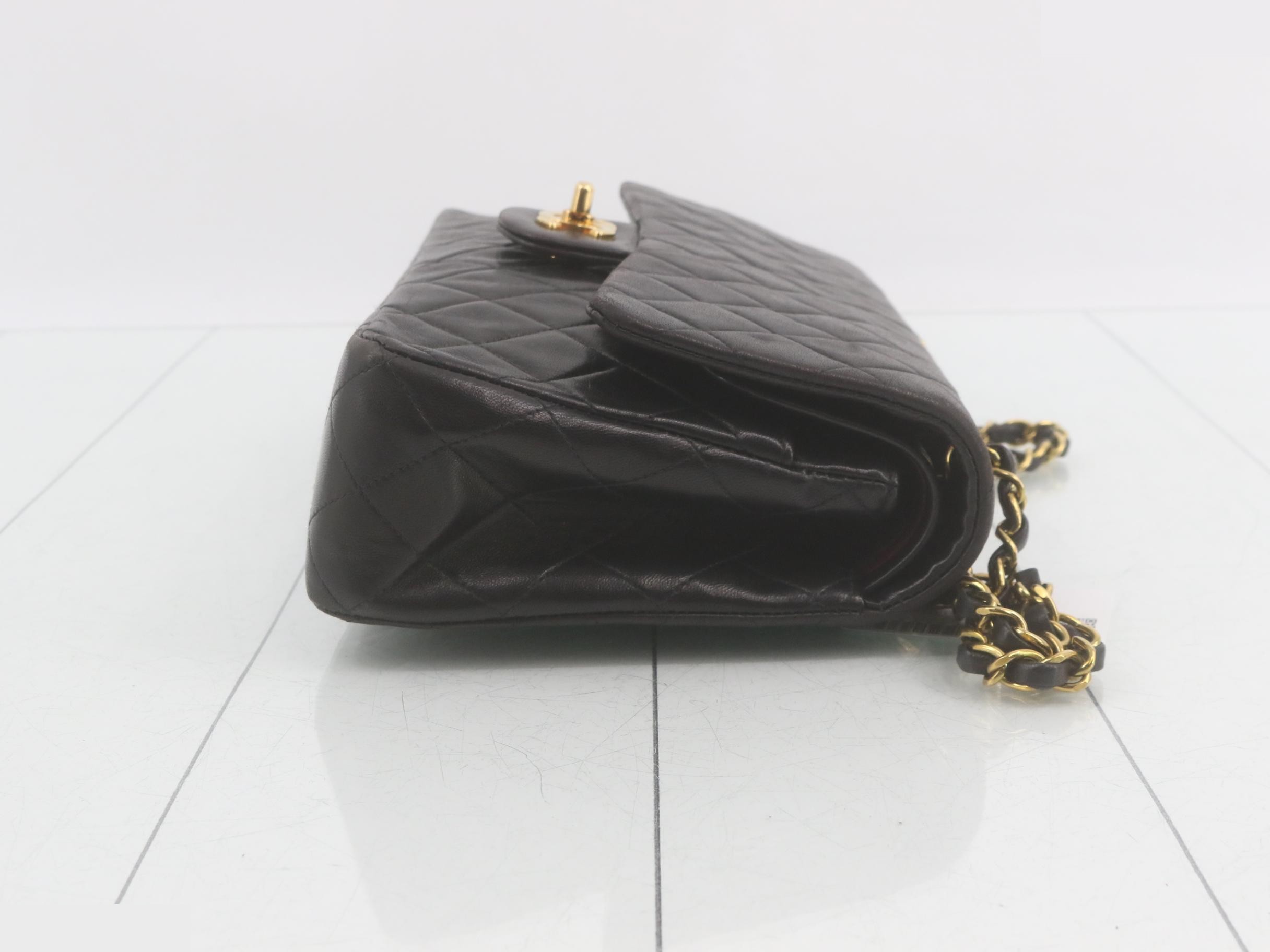 Matelassé Chain Shoulder Bag, Black — view 3