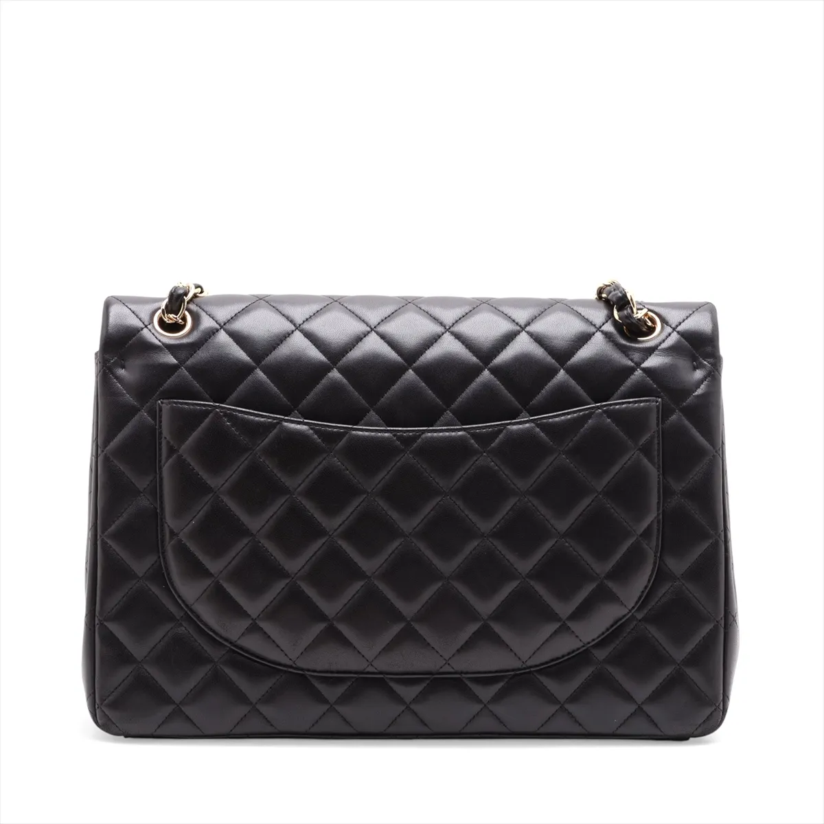 Large Matelassé 34 Maxi Lambskin Double Flap Double Chain Bag, Black with Gold Hardware, 16027271, Series 1, A58601 — view 2