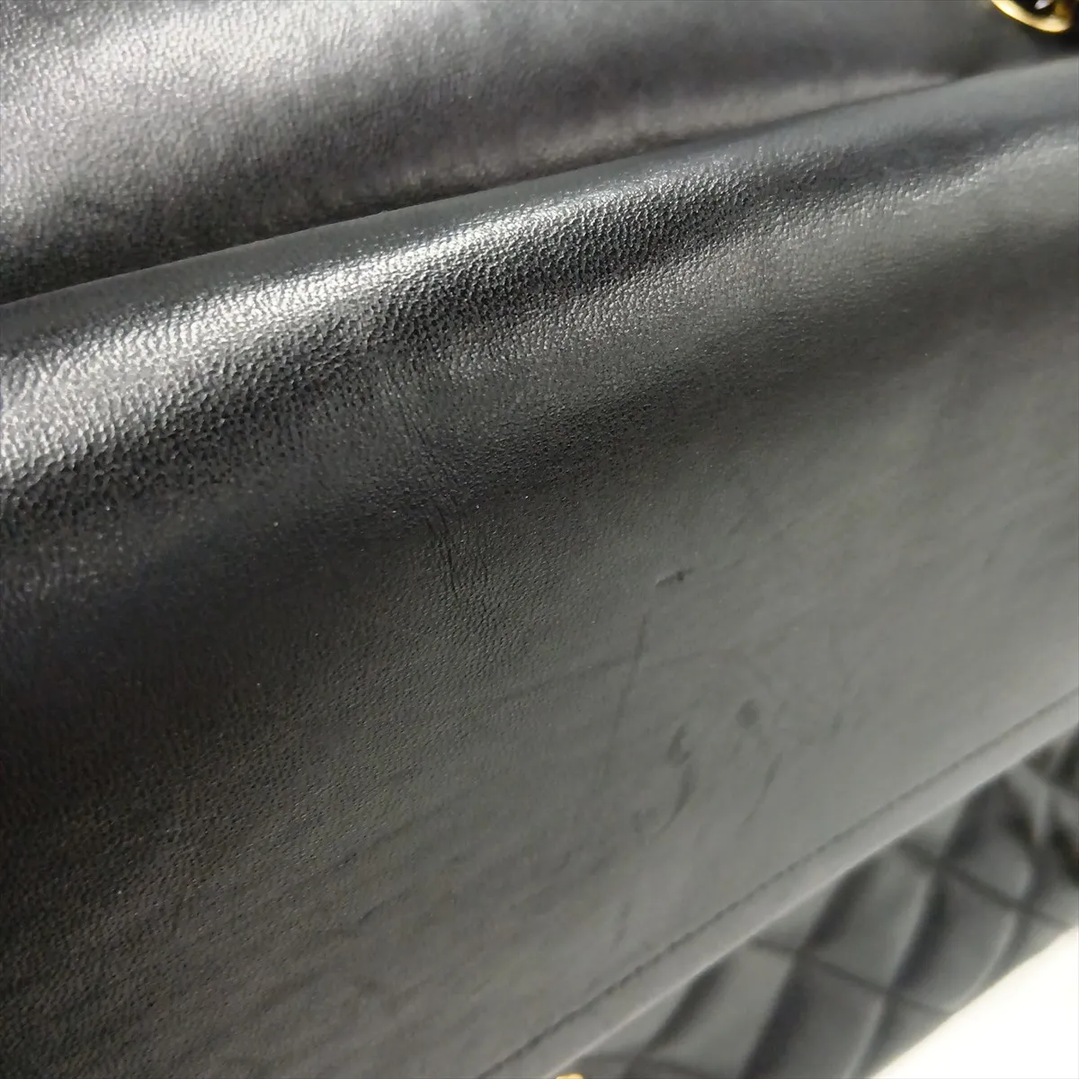 Large Matelassé 34 Maxi Lambskin Double Flap Double Chain Bag, Black with Gold Hardware, 16027271, Series 1, A58601 — view 13