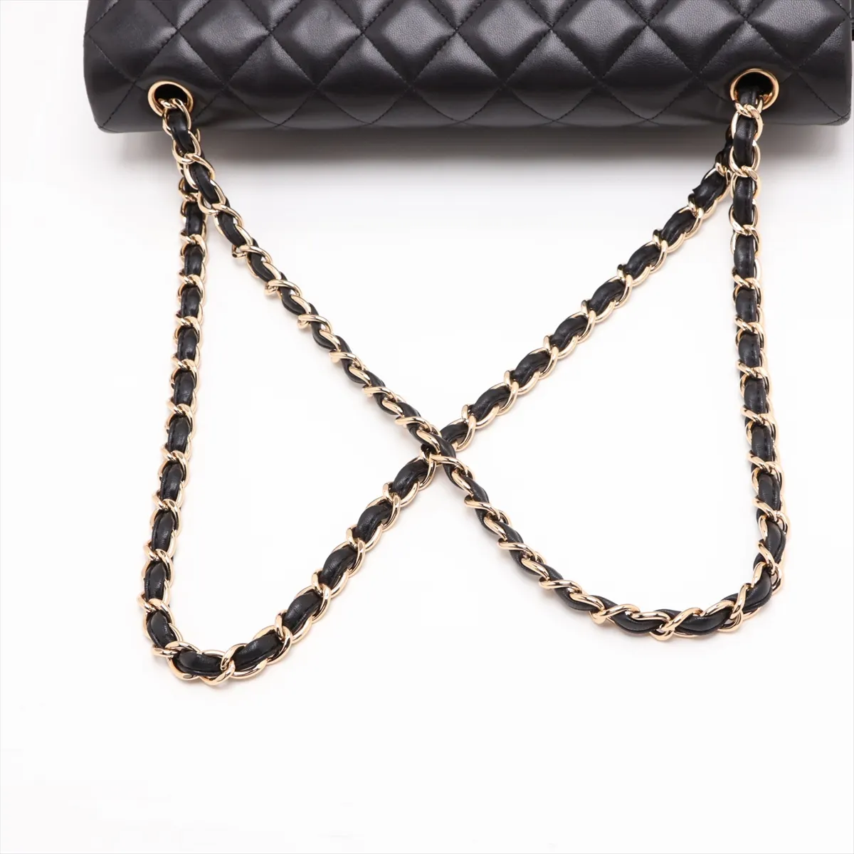 Large Matelassé 34 Maxi Lambskin Double Flap Double Chain Bag, Black with Gold Hardware, 16027271, Series 1, A58601 — view 5
