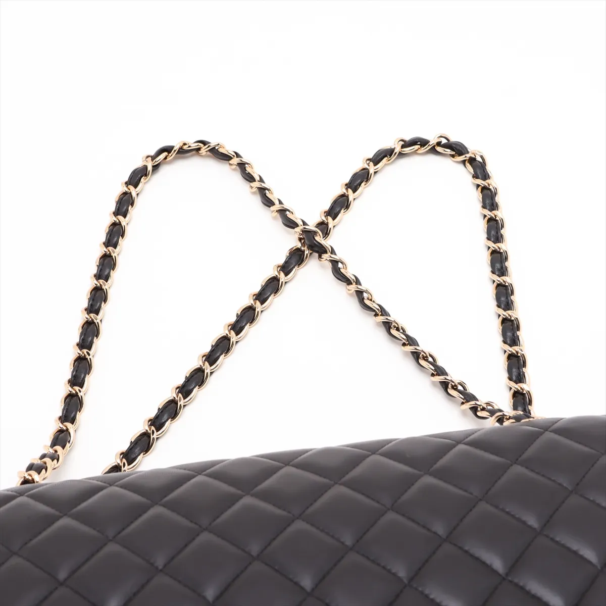 Large Matelassé 34 Maxi Lambskin Double Flap Double Chain Bag, Black with Gold Hardware, 16027271, Series 1, A58601 — view 6