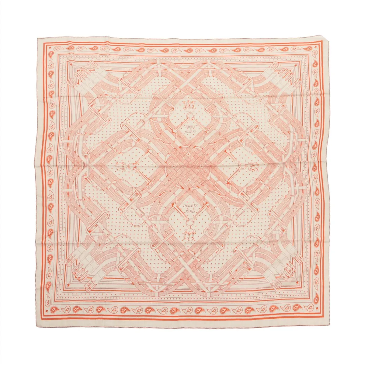 Carre Géant Mors a Jouets Horse Bit Stole Cashmere x Silk Orange