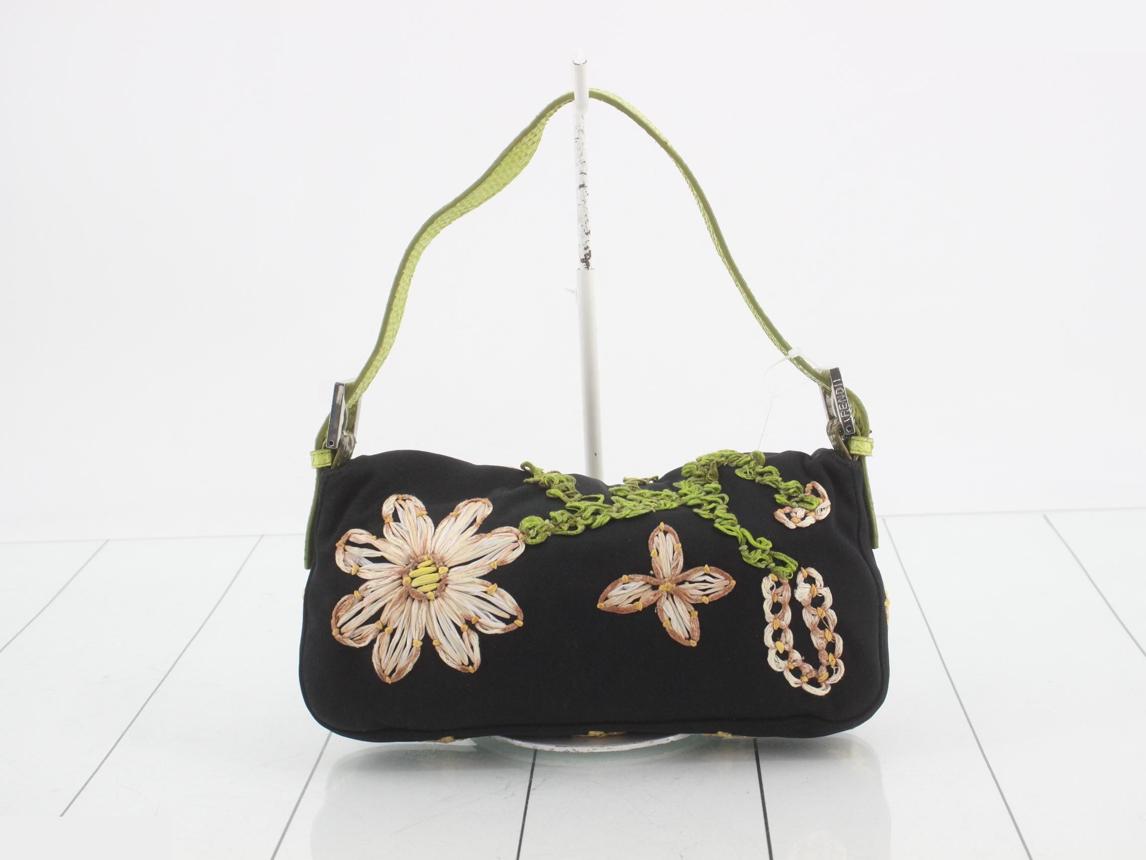 Mamma Bucket One-Shoulder Bag, Flower, Python, Canvas, Black — view 2