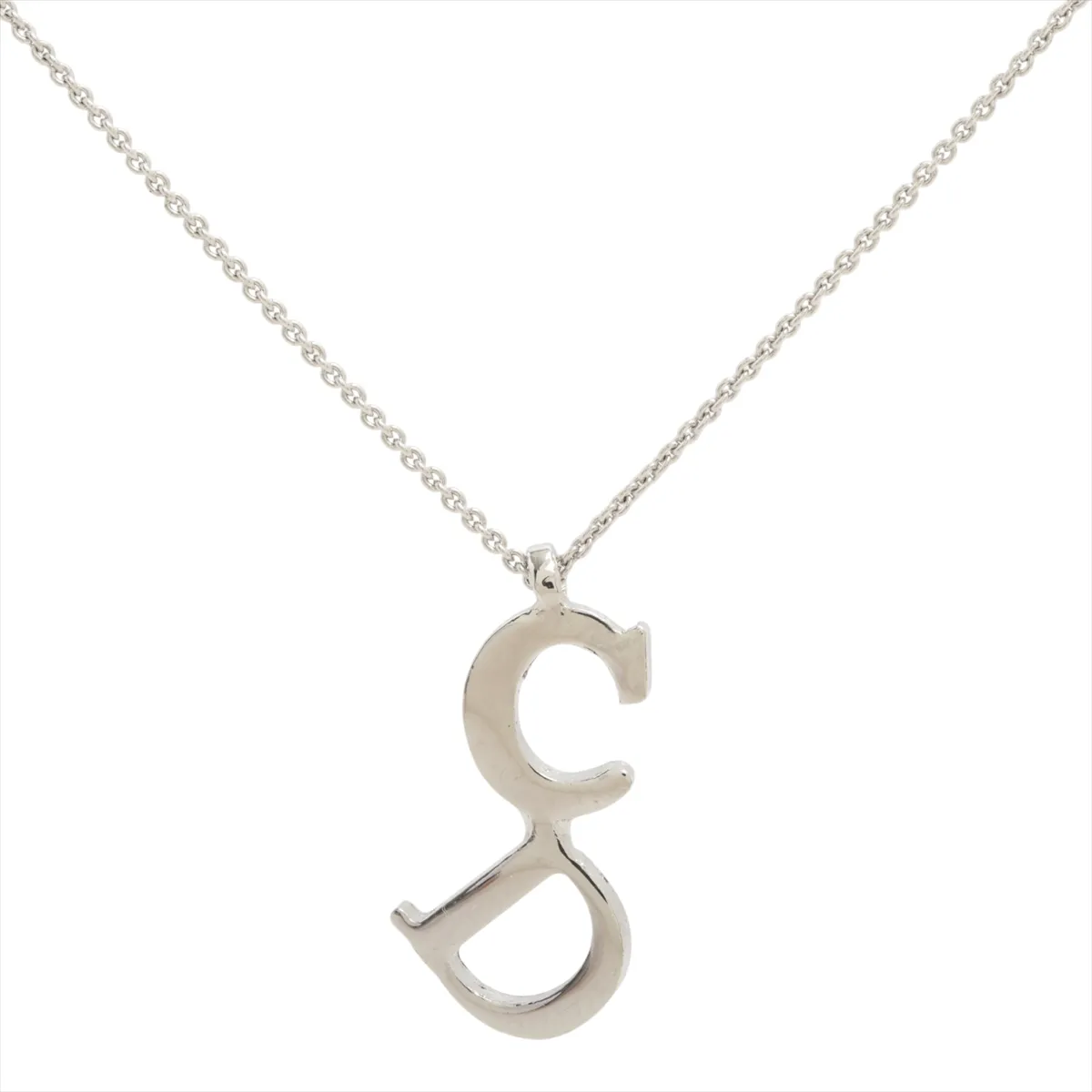 CD Logo Necklace Metal Silver