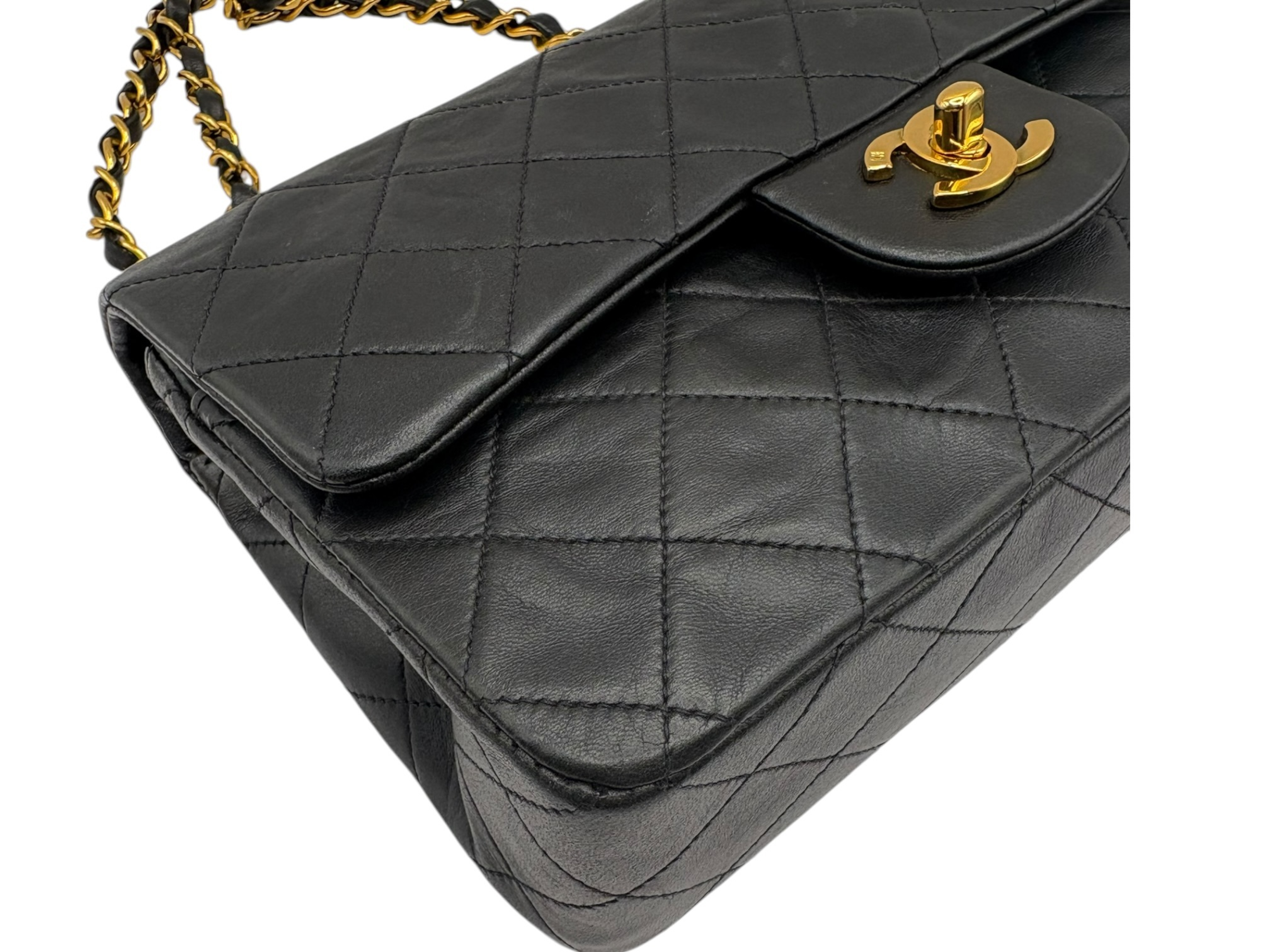 Matelassé 23 Lambskin Double Flap Double Chain Bag, Black with Gold Hardware, 2966727 (Serial Number 2, A01113), Shoulder Bag — view 3