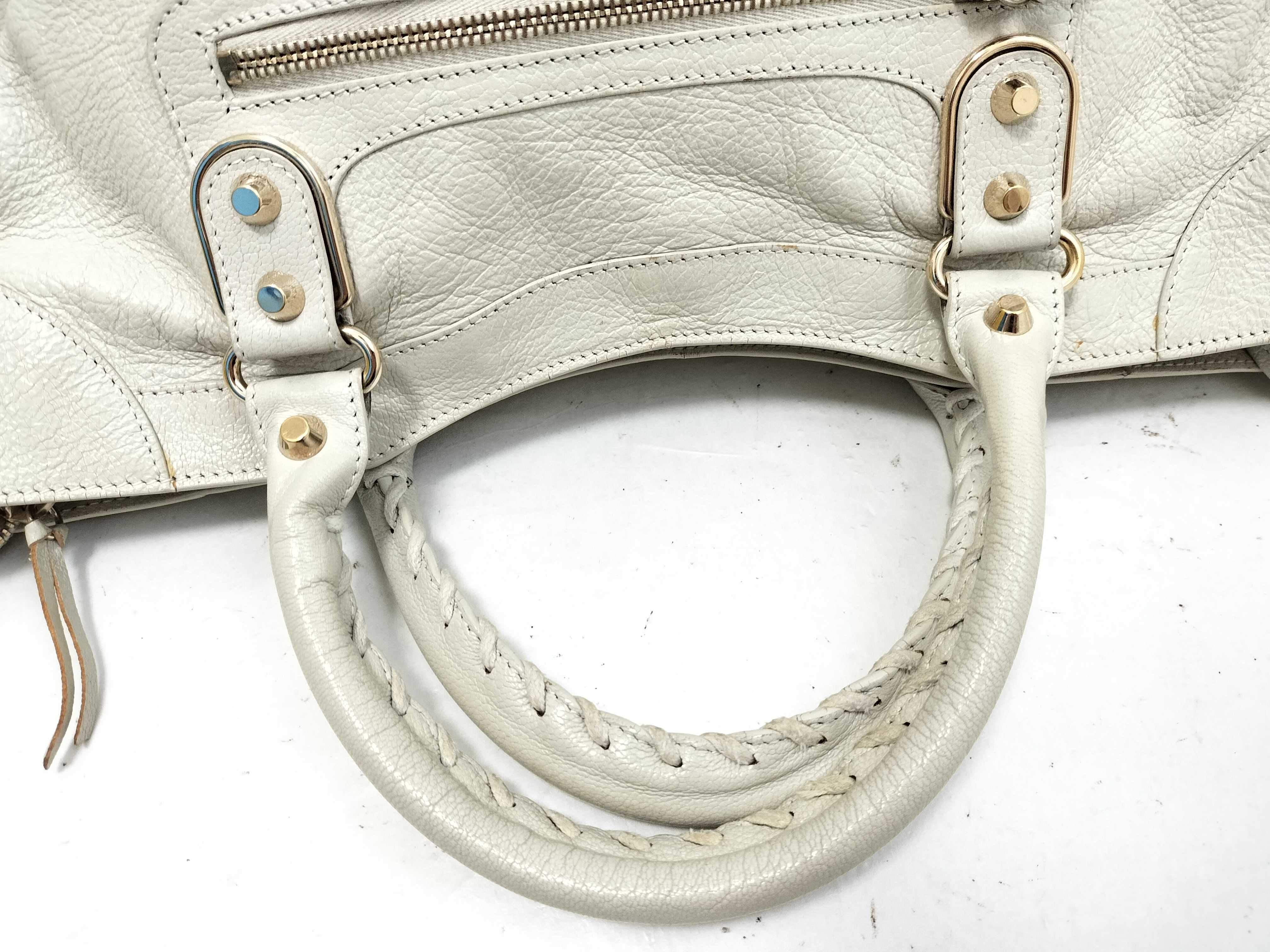 The City Balenciaga The City Leather 2-Way Handbag White 115748 One screw missing Handbag — view 3