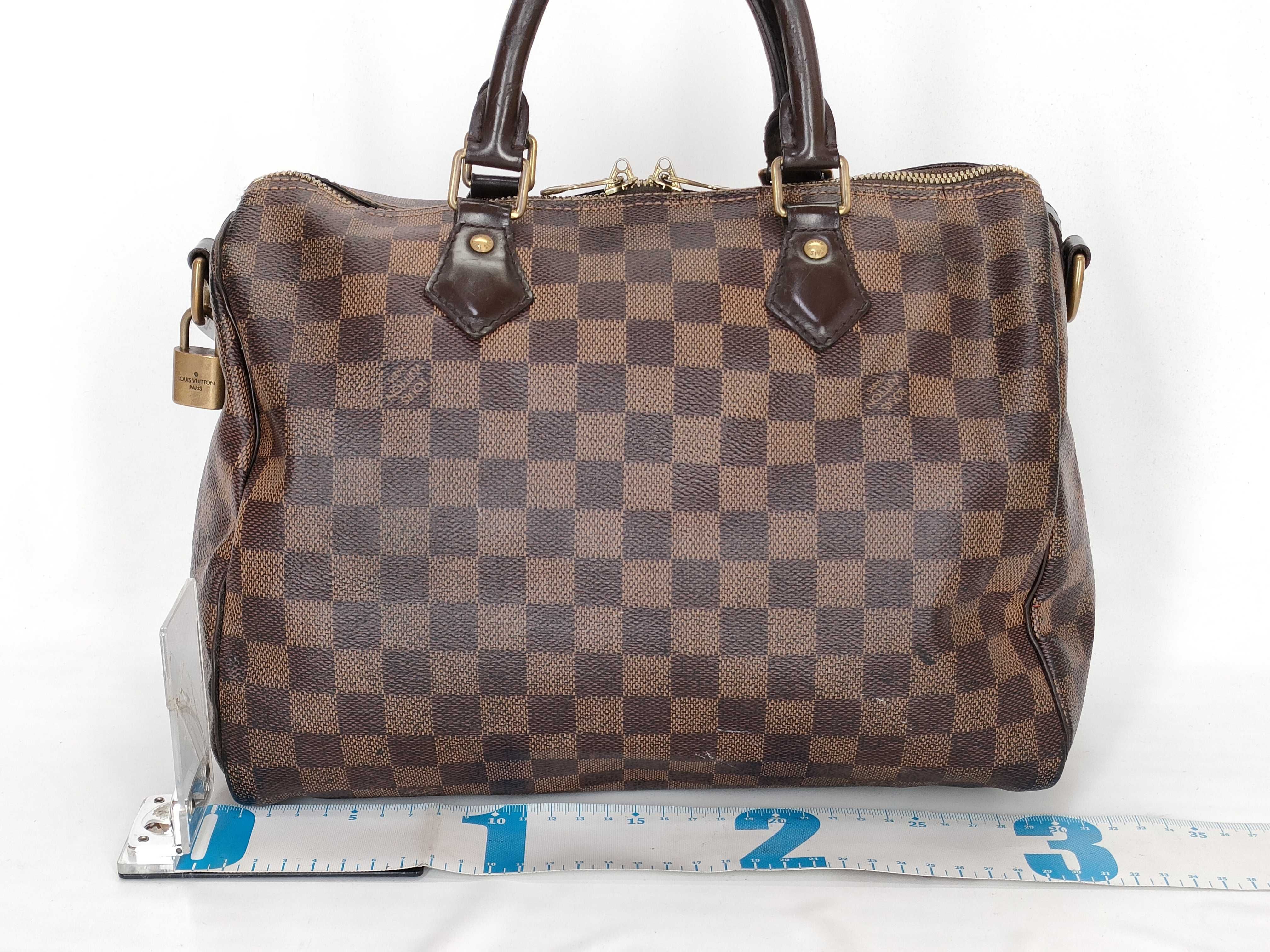 Damier PH- Damier Ebene Speedy 30 Hand Bag Brown Canvas Handbag — view 2