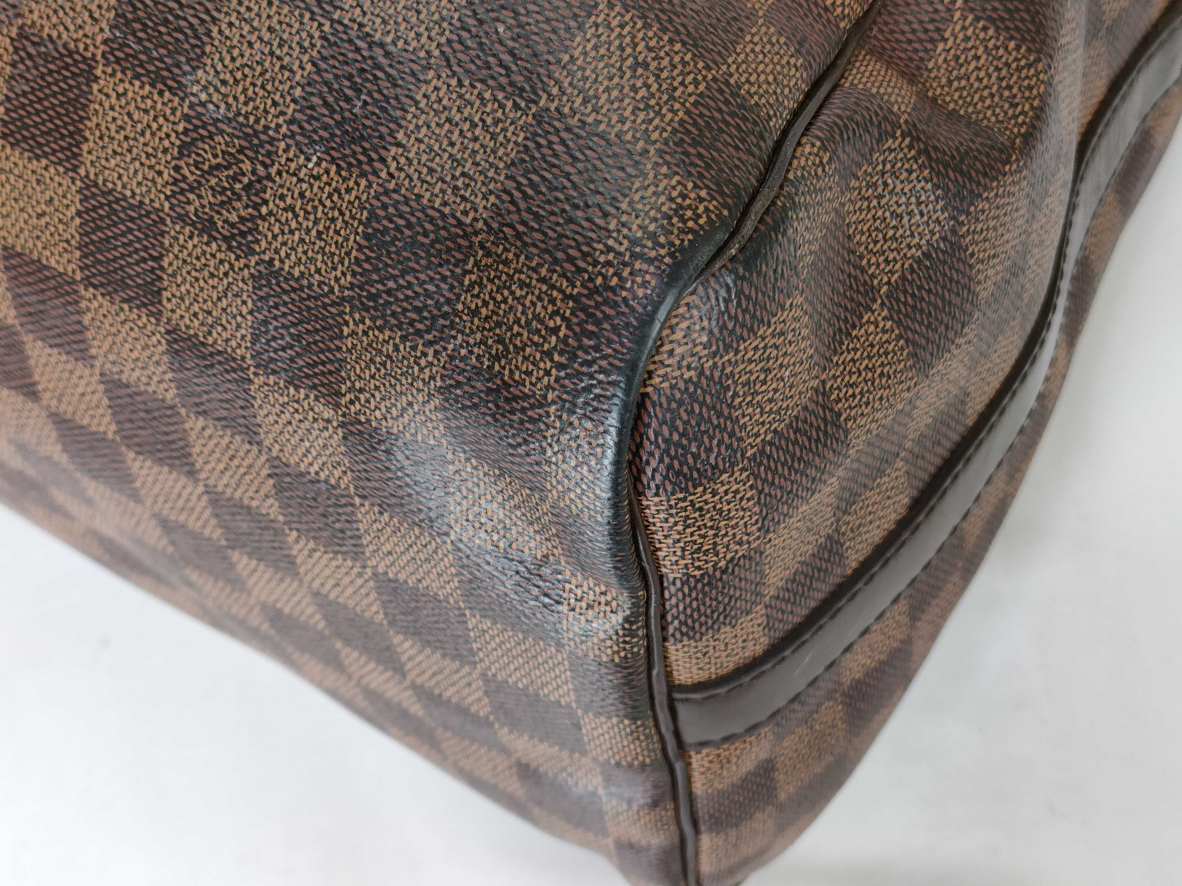 Damier PH- Damier Ebene Speedy 30 Hand Bag Brown Canvas Handbag — view 8