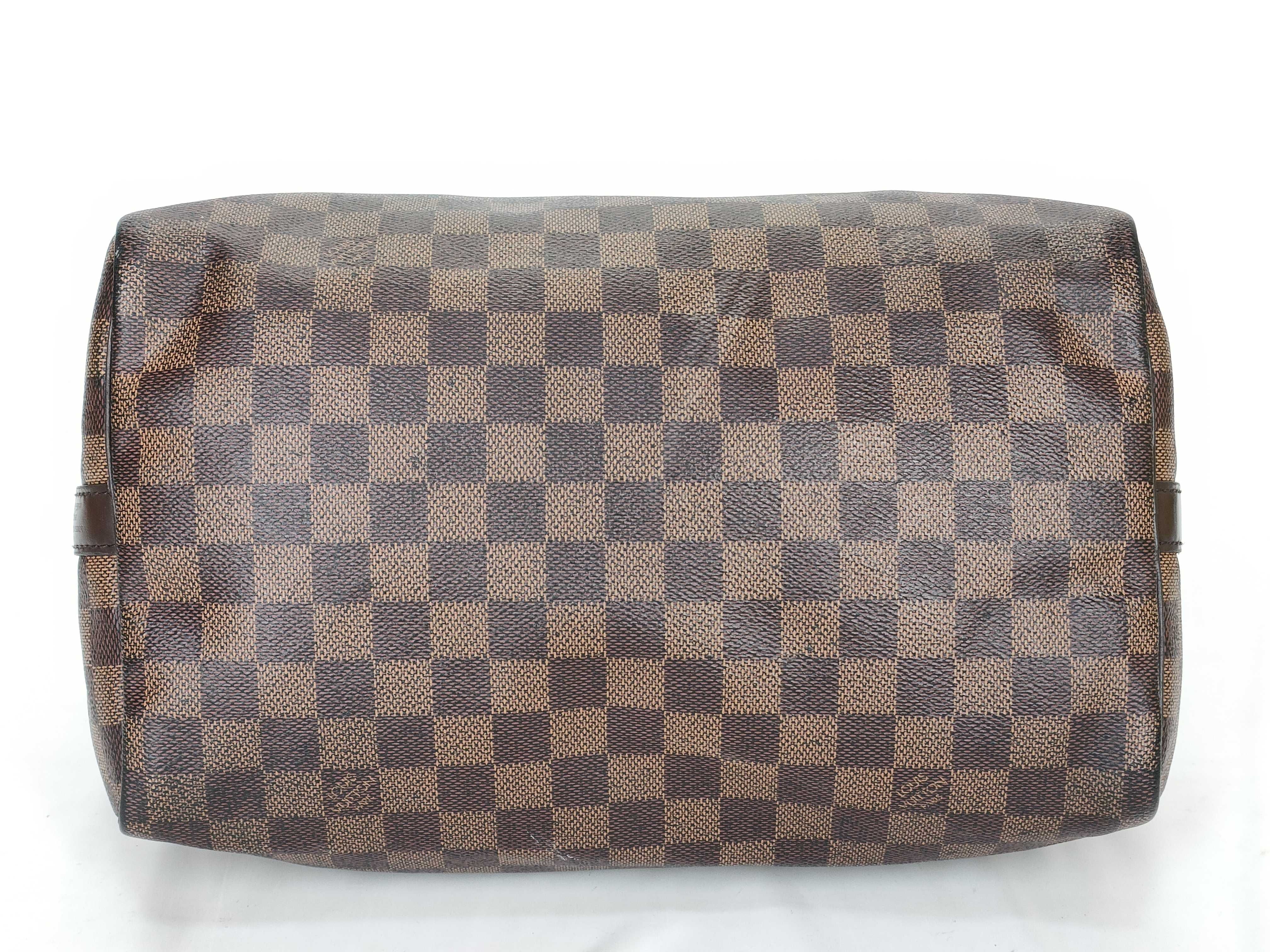 Damier PH- Damier Ebene Speedy 30 Hand Bag Brown Canvas Handbag — view 9