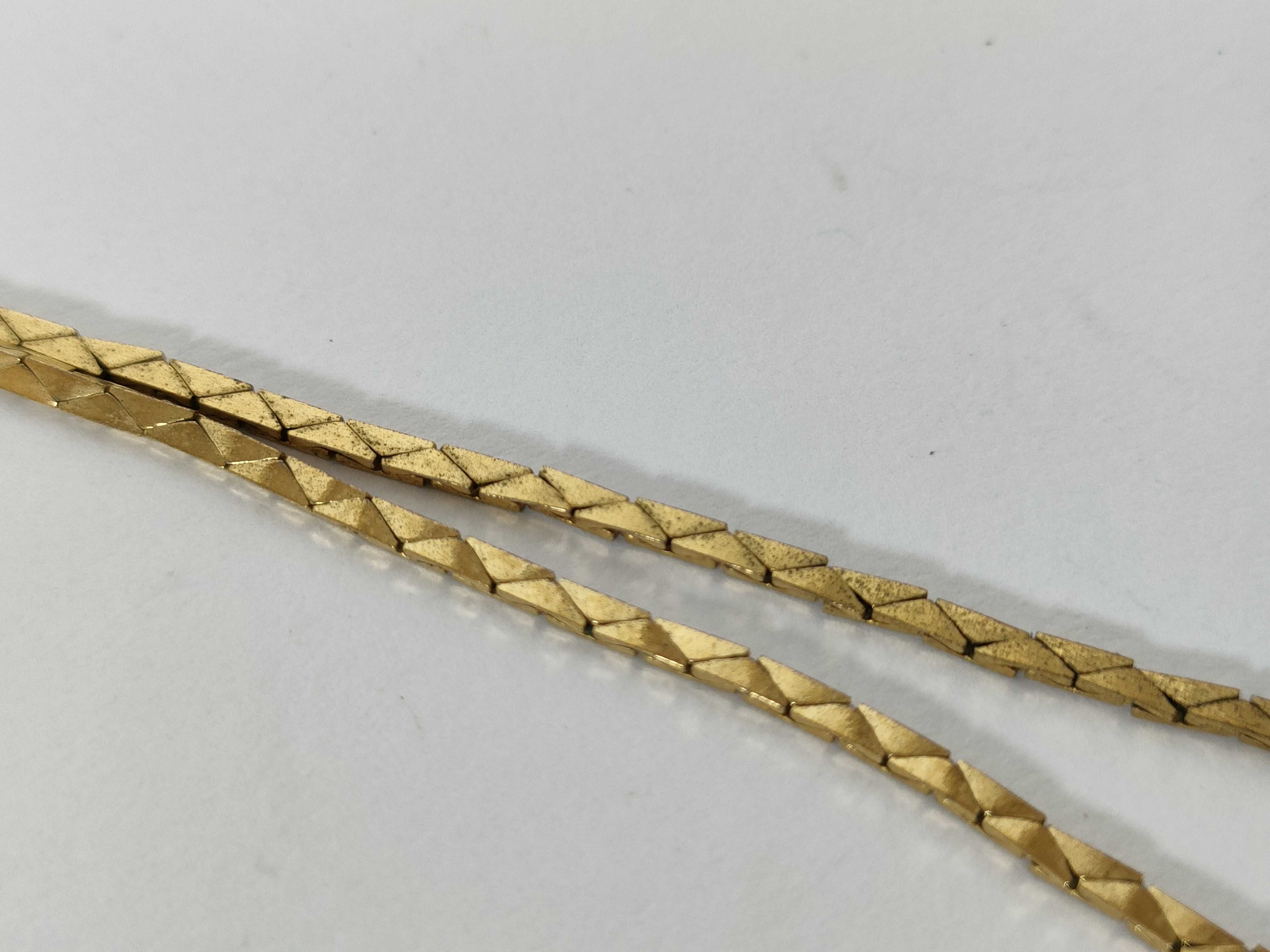 pearl rhinestone necklace, gold plated, some stones missing. — view 7