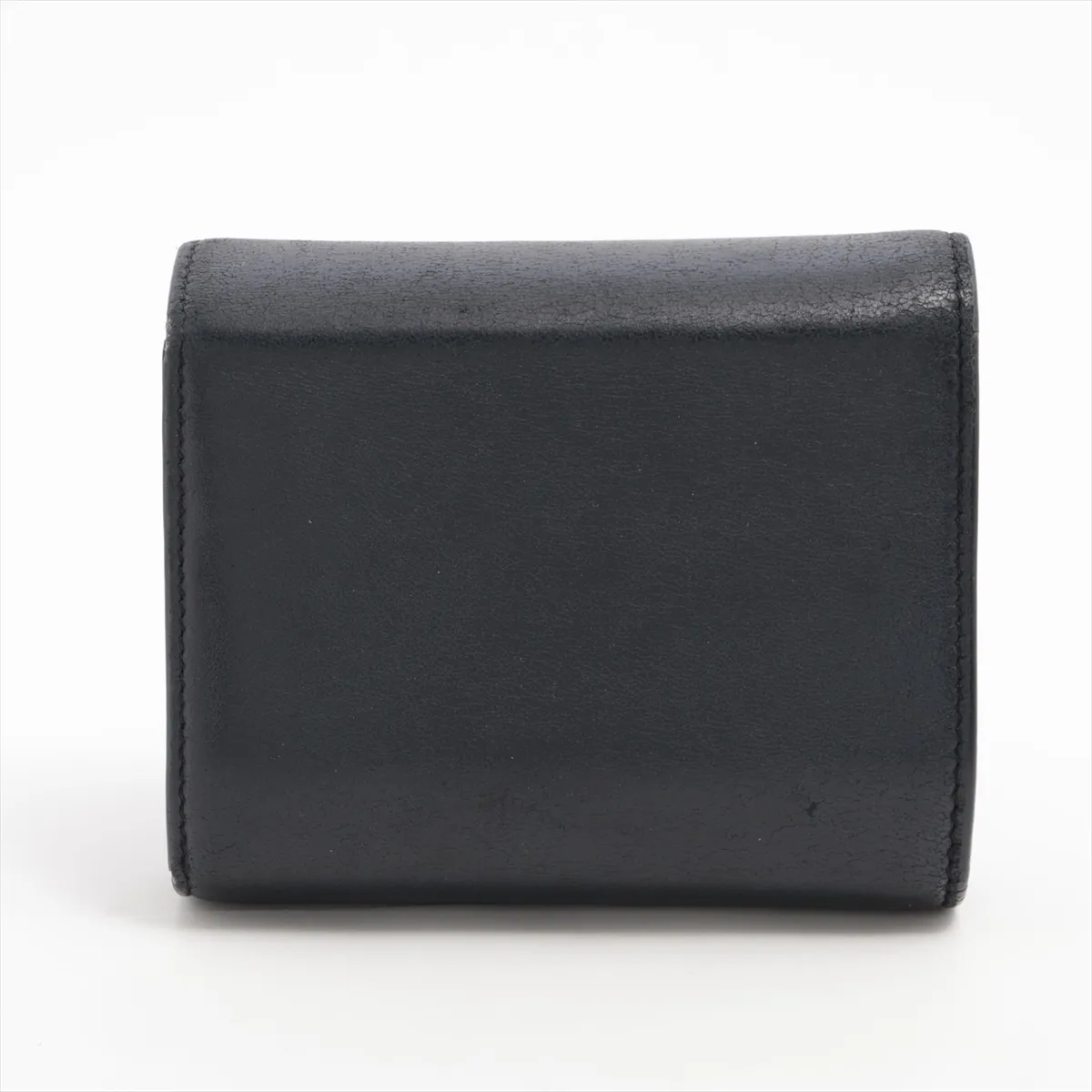 Triomphe Small Flap Wallet Leather Compact Wallet Black — view 2