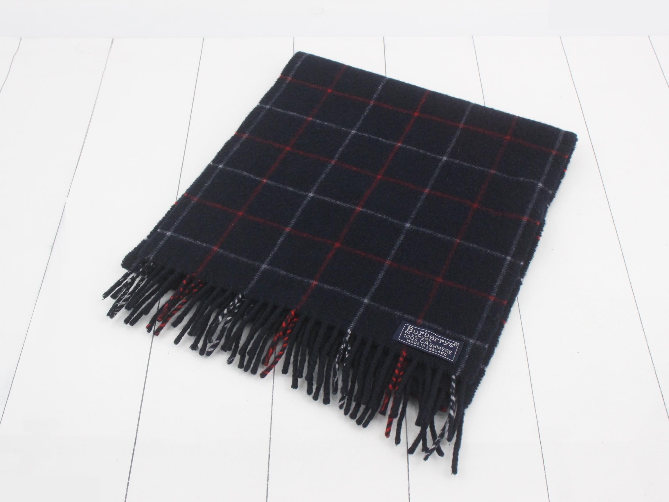 Nova Check Scarf, Navy, 100% Cashmere