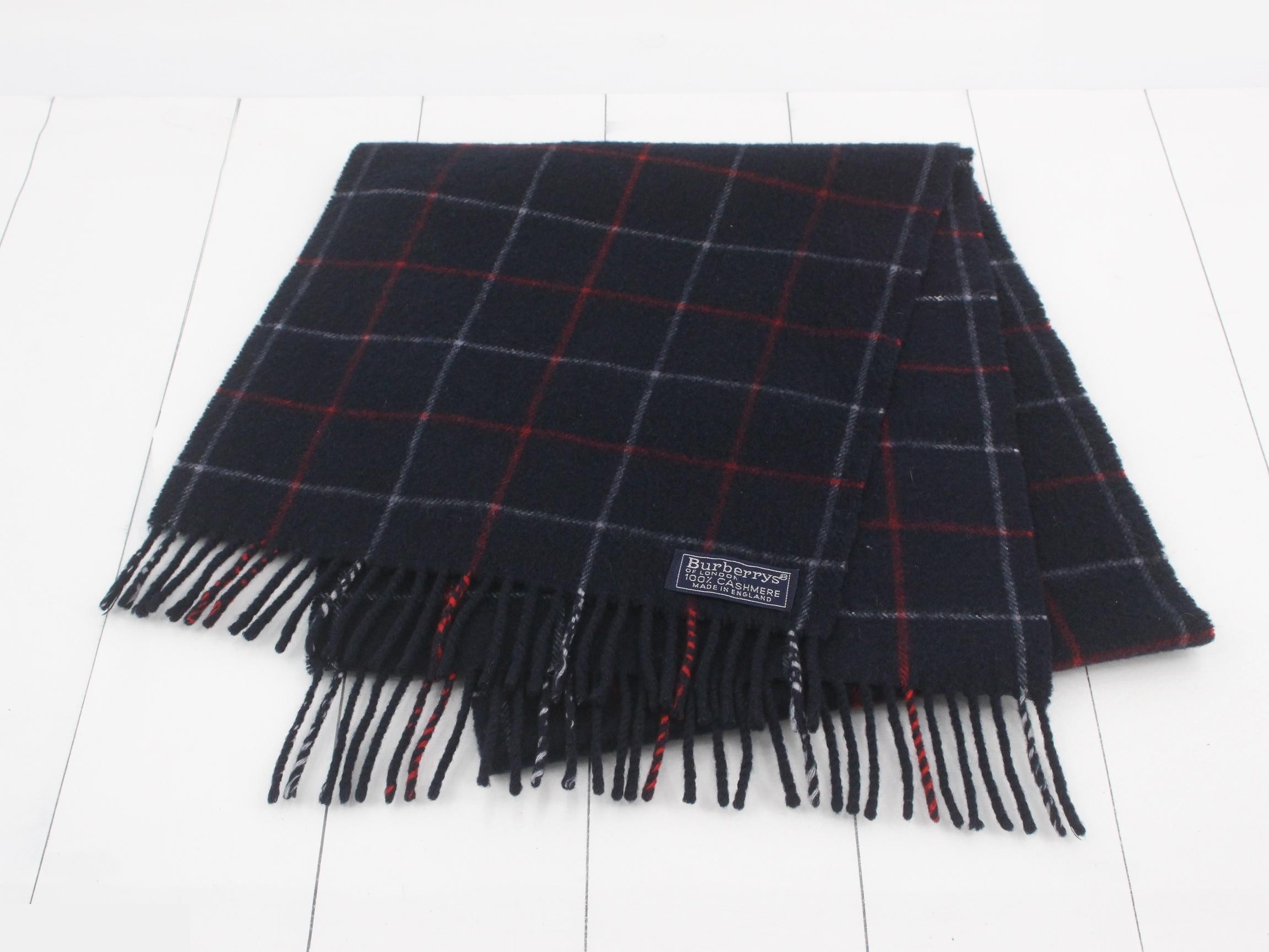Nova Check Scarf, Navy, 100% Cashmere — view 2