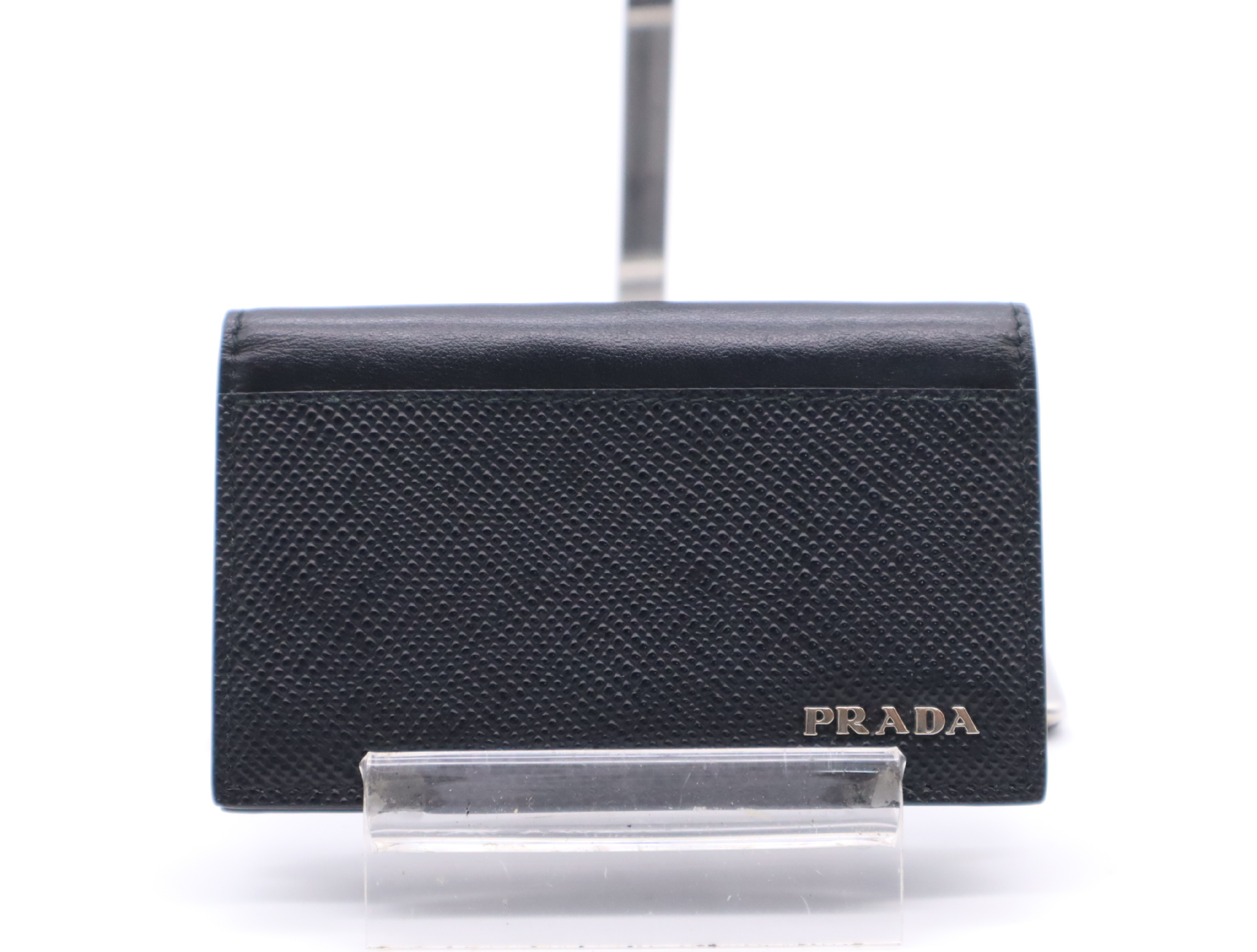 2MC122 Saffiano Leather Card Case, Black, RFID Detected. (Card case, pass case, business card holder)