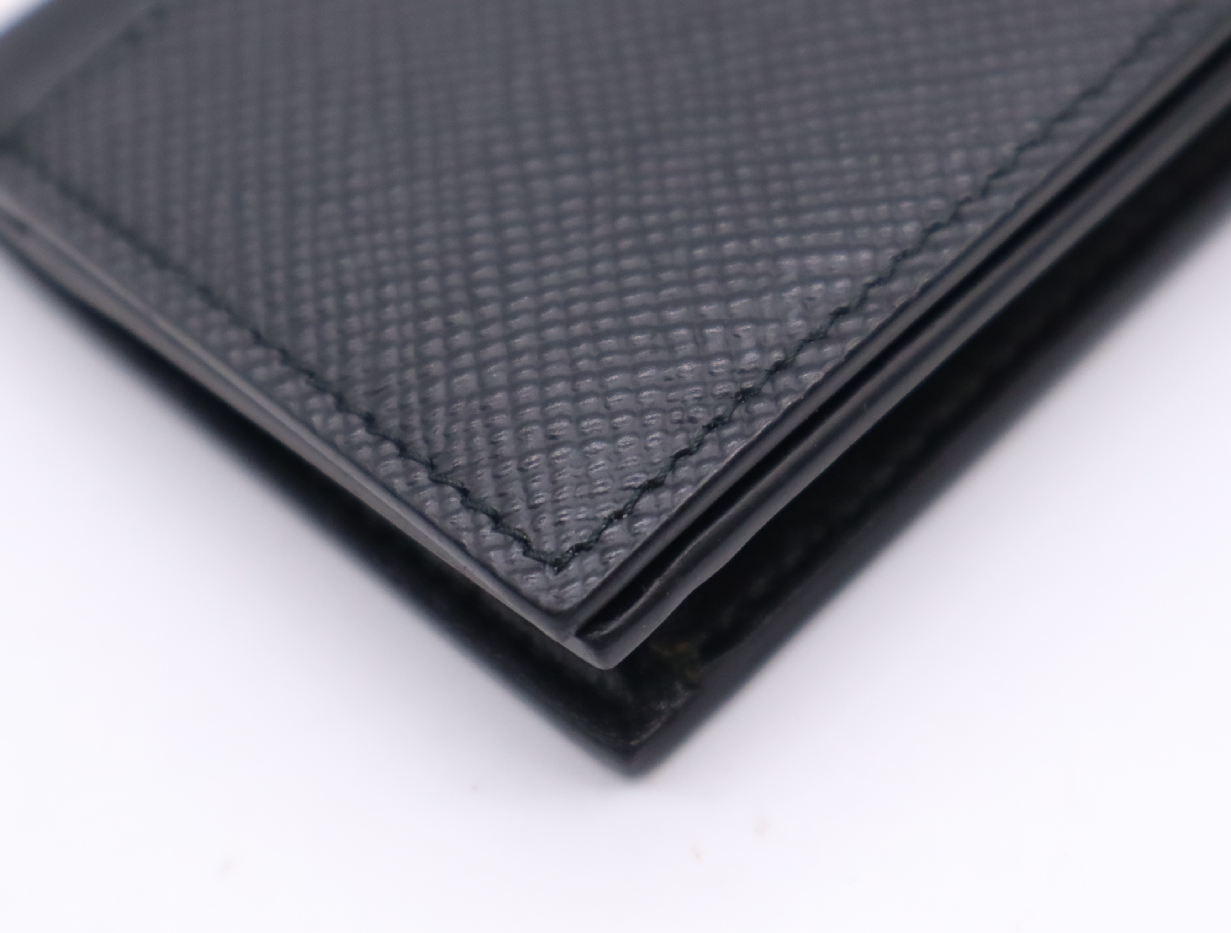 2MC122 Saffiano Leather Card Case, Black, RFID Detected. (Card case, pass case, business card holder) — view 6