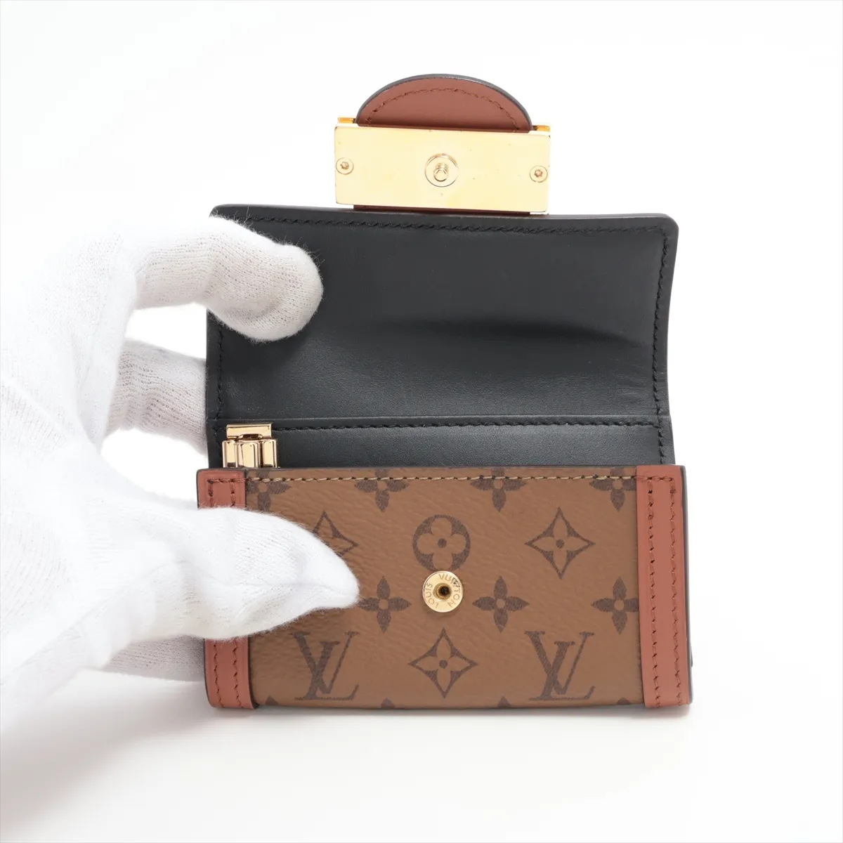 Monogram Reverse Multicles 6 M13295 Brown Key Case with Initials; RFID Detectable — view 3
