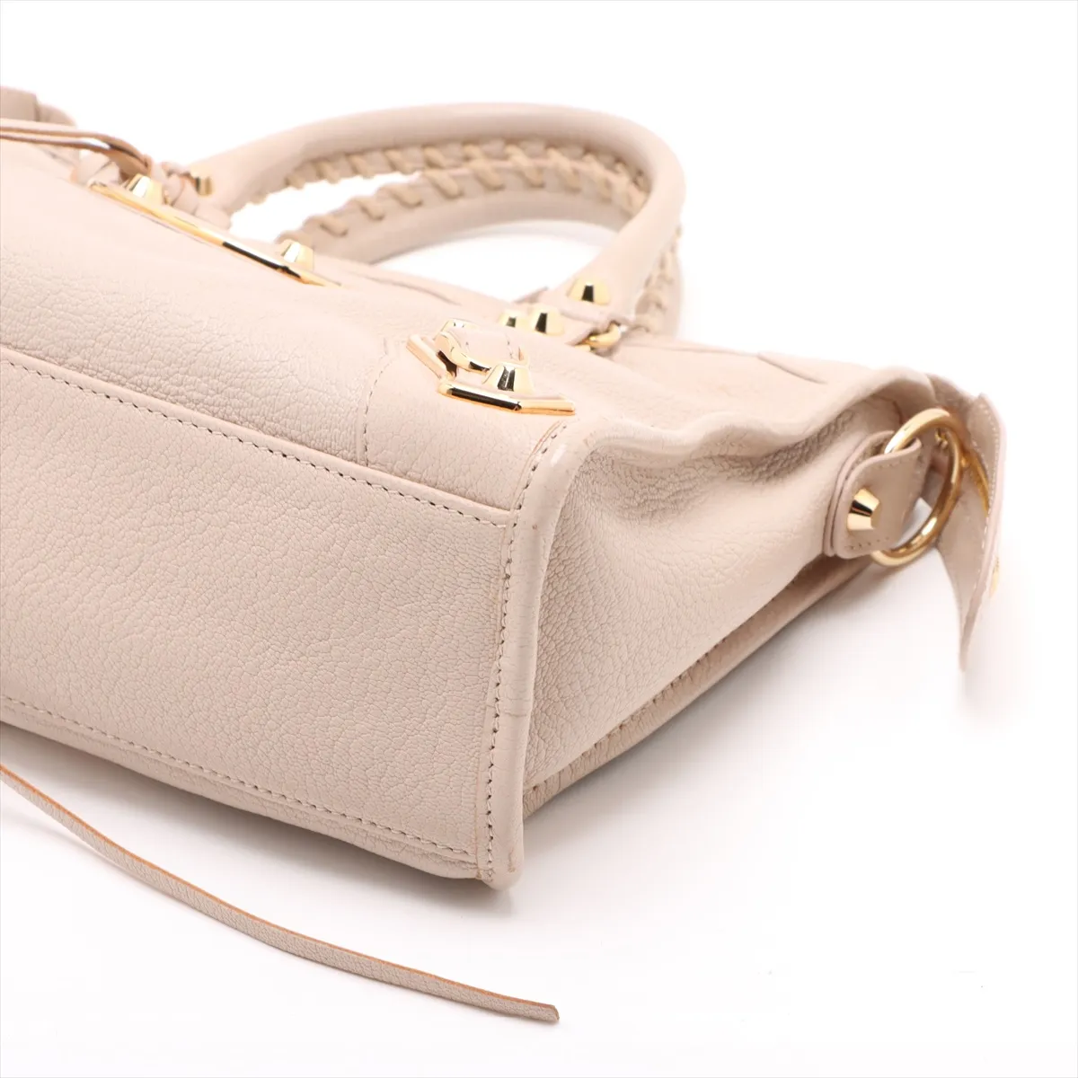 Classic Metal Edge City Leather 2WAY Handbag Pink Beige 432831 — view 3