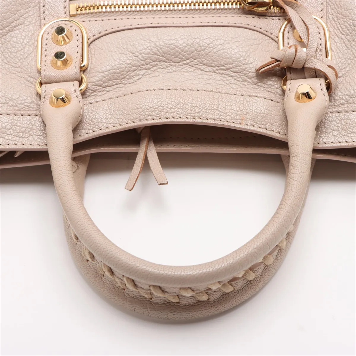 Classic Metal Edge City Leather 2WAY Handbag Pink Beige 432831 — view 5