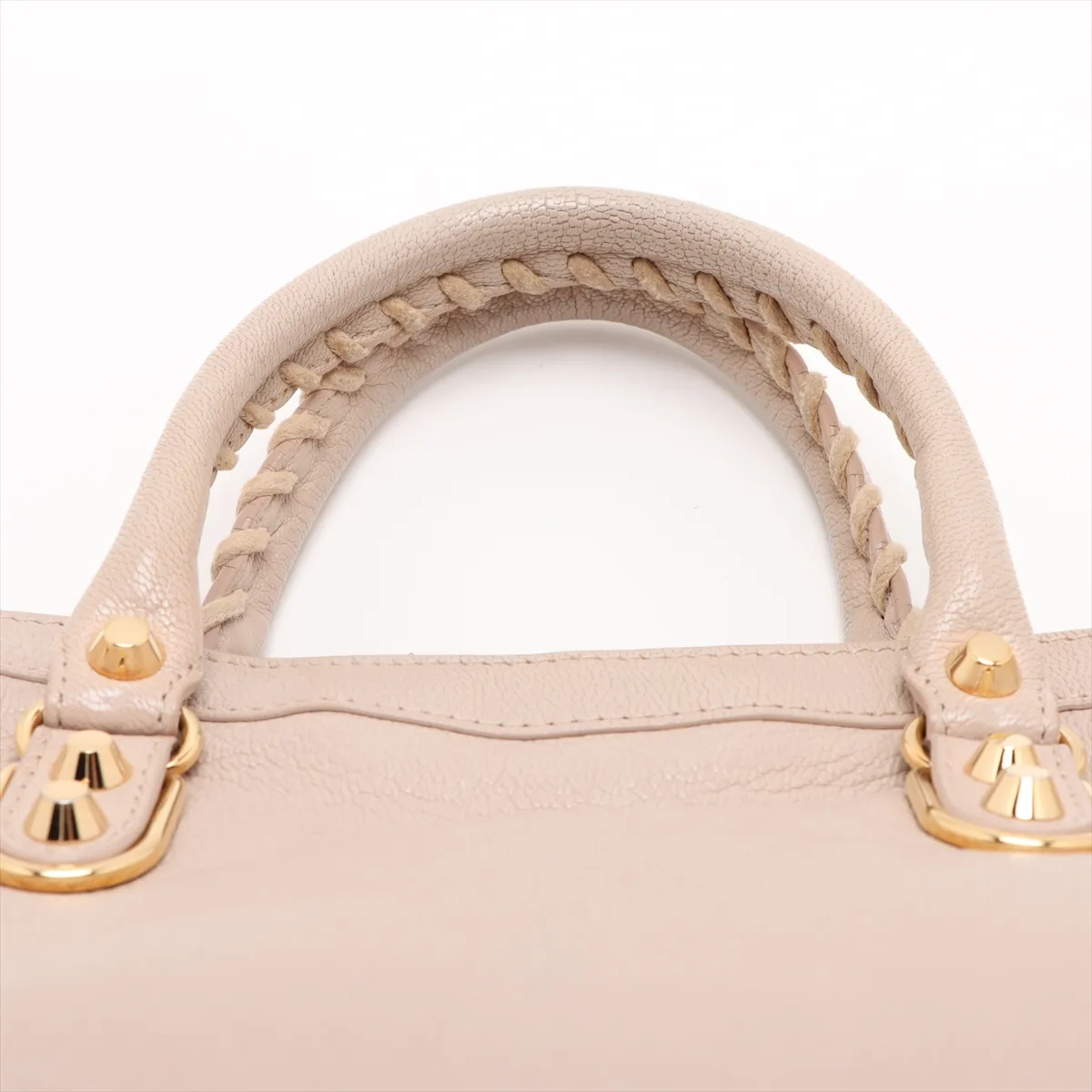 Classic Metal Edge City Leather 2WAY Handbag Pink Beige 432831 — view 6