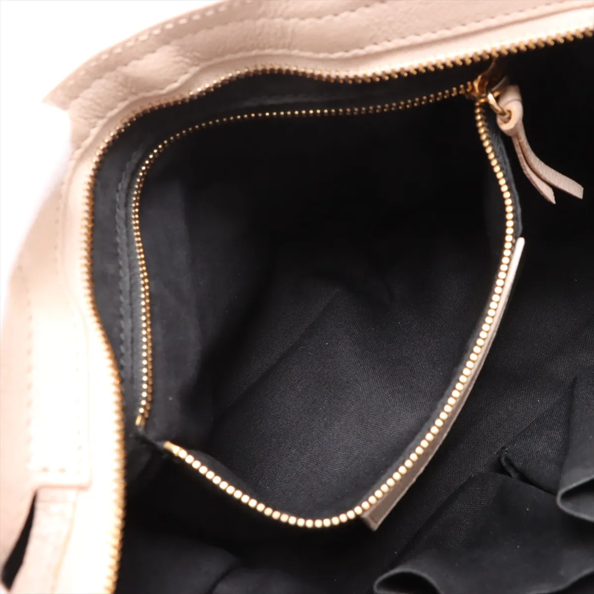 Classic Metal Edge City Leather 2WAY Handbag Pink Beige 432831 — view 9