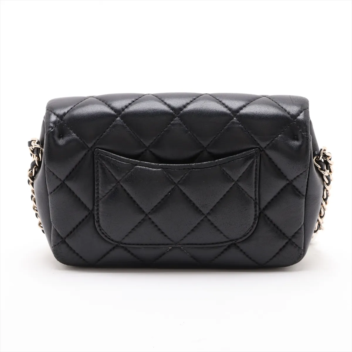 Mini Matelassé Lambskin Chain Shoulder Bag, Pearl Black with Gold Hardware, 29869340, Serial Number 29 — view 2