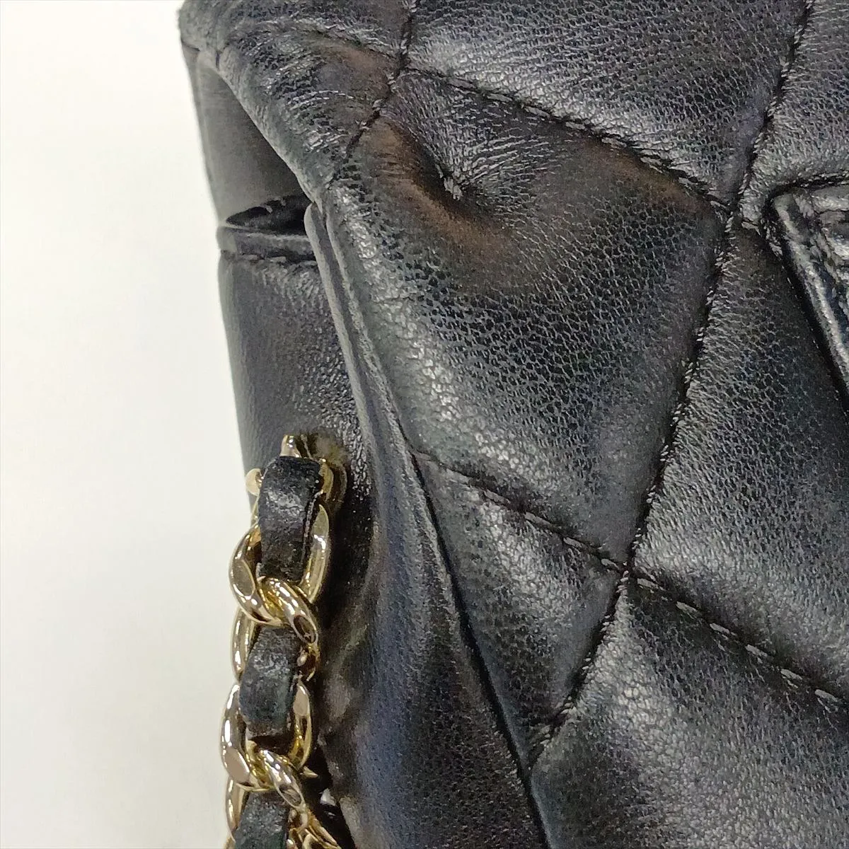 Mini Matelassé Lambskin Chain Shoulder Bag, Pearl Black with Gold Hardware, 29869340, Serial Number 29 — view 12