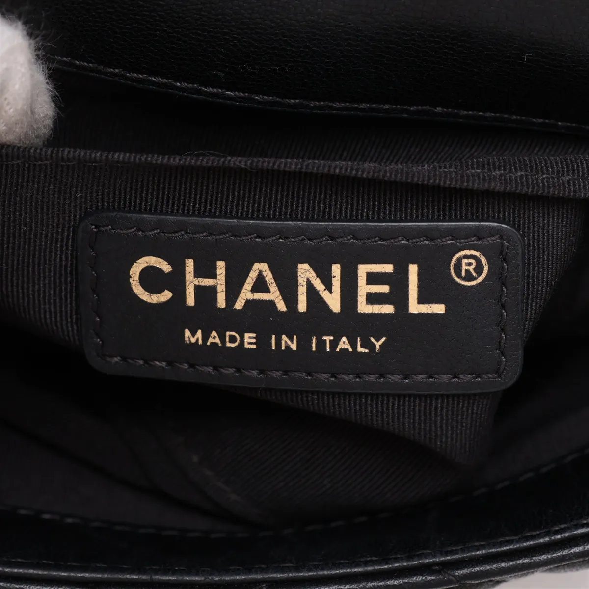 Mini Matelassé Lambskin Chain Shoulder Bag, Pearl Black with Gold Hardware, 29869340, Serial Number 29 — view 9