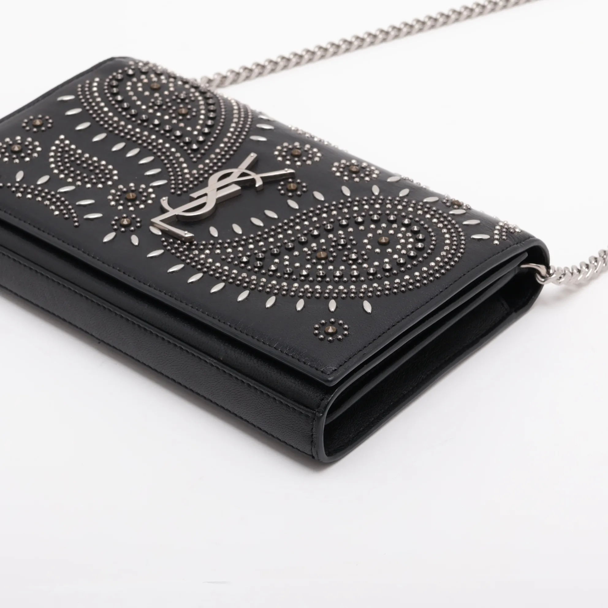 Leather Chain Wallet, Black, 442015 — view 3