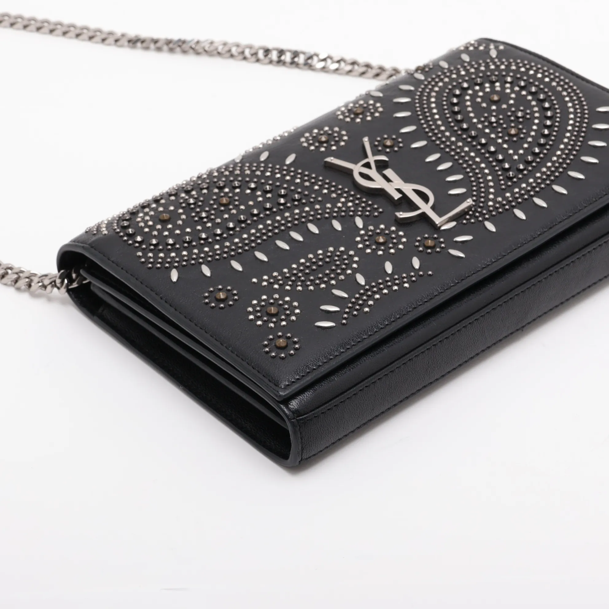 Leather Chain Wallet, Black, 442015 — view 4