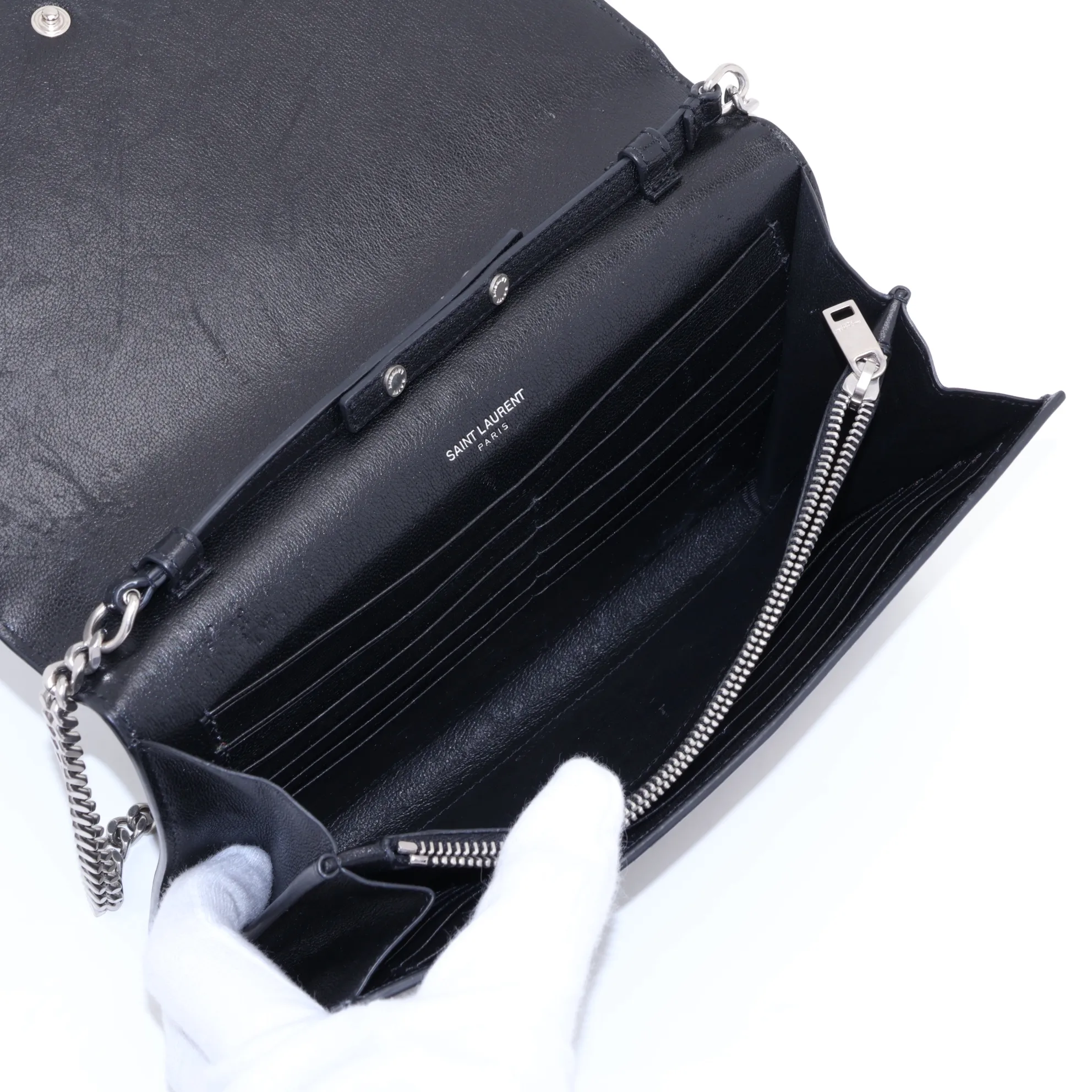 Leather Chain Wallet, Black, 442015 — view 6