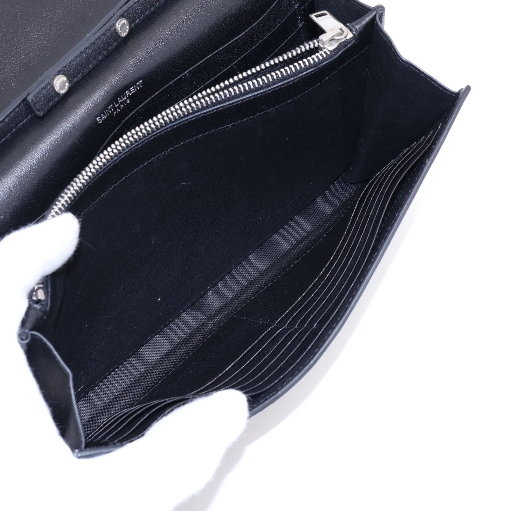 Leather Chain Wallet, Black, 442015 — view 9