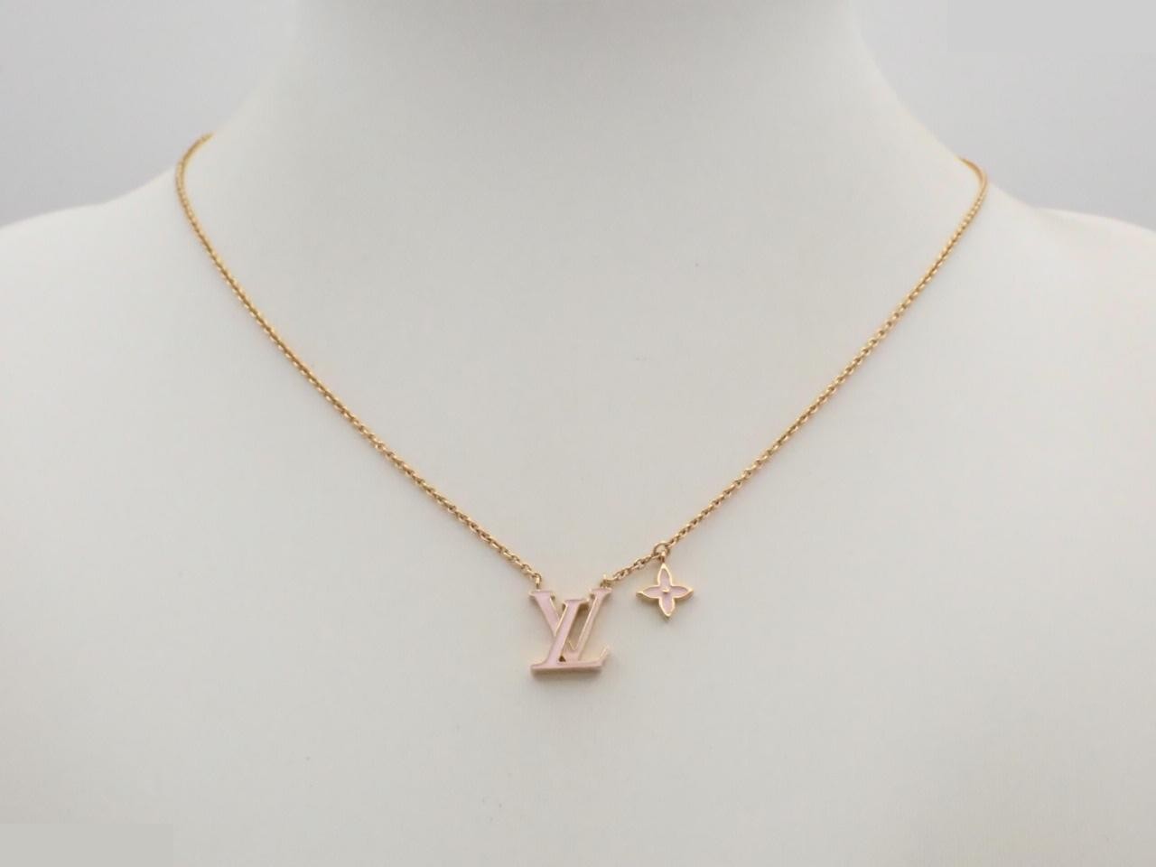 Iconic gold and pink necklace, chain approximately 46cm. — view 3