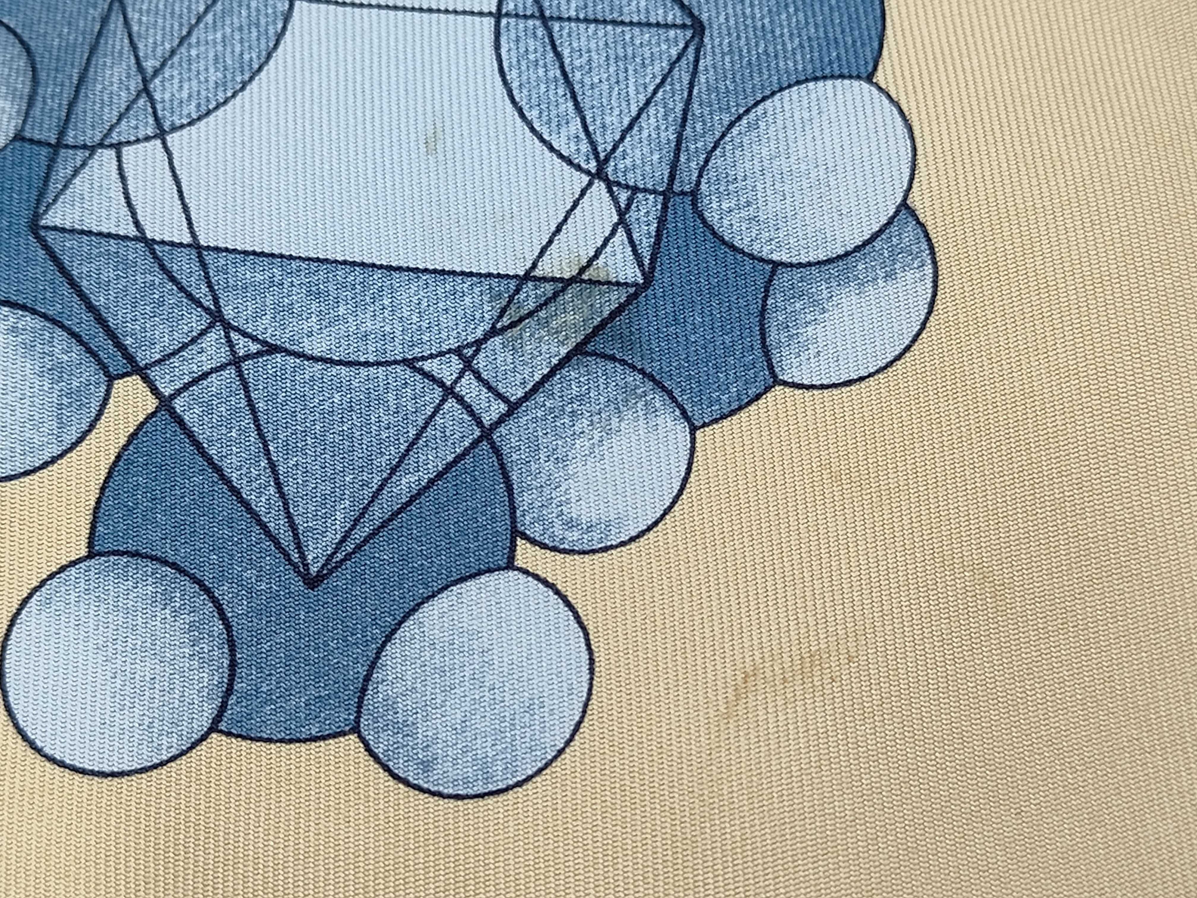 100% Silk Carre 90 "Music Played by Spheres" Beige Blue Other Accessories — view 6