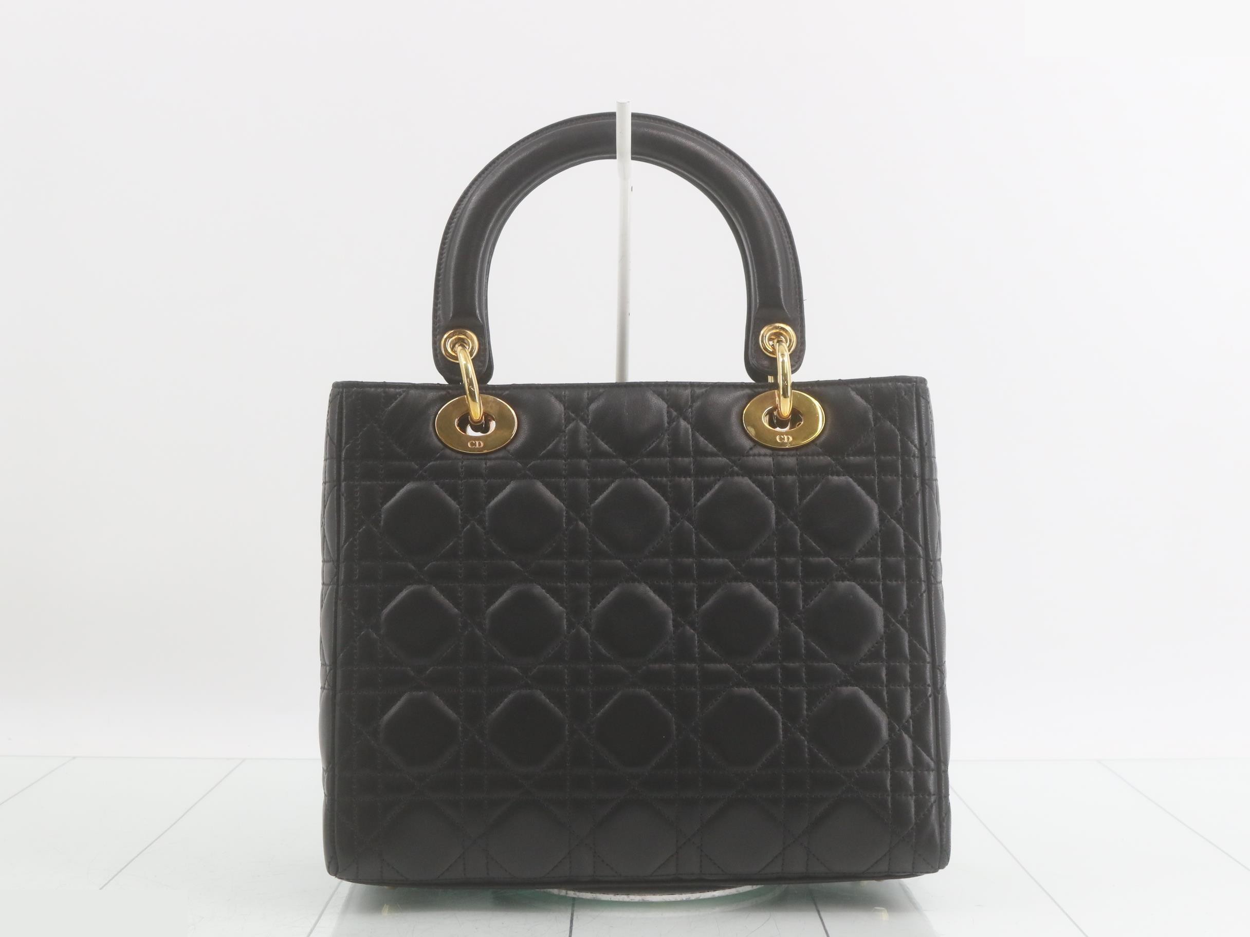 Cannage Lady Dior Lambskin Black Gold Hardware — view 2