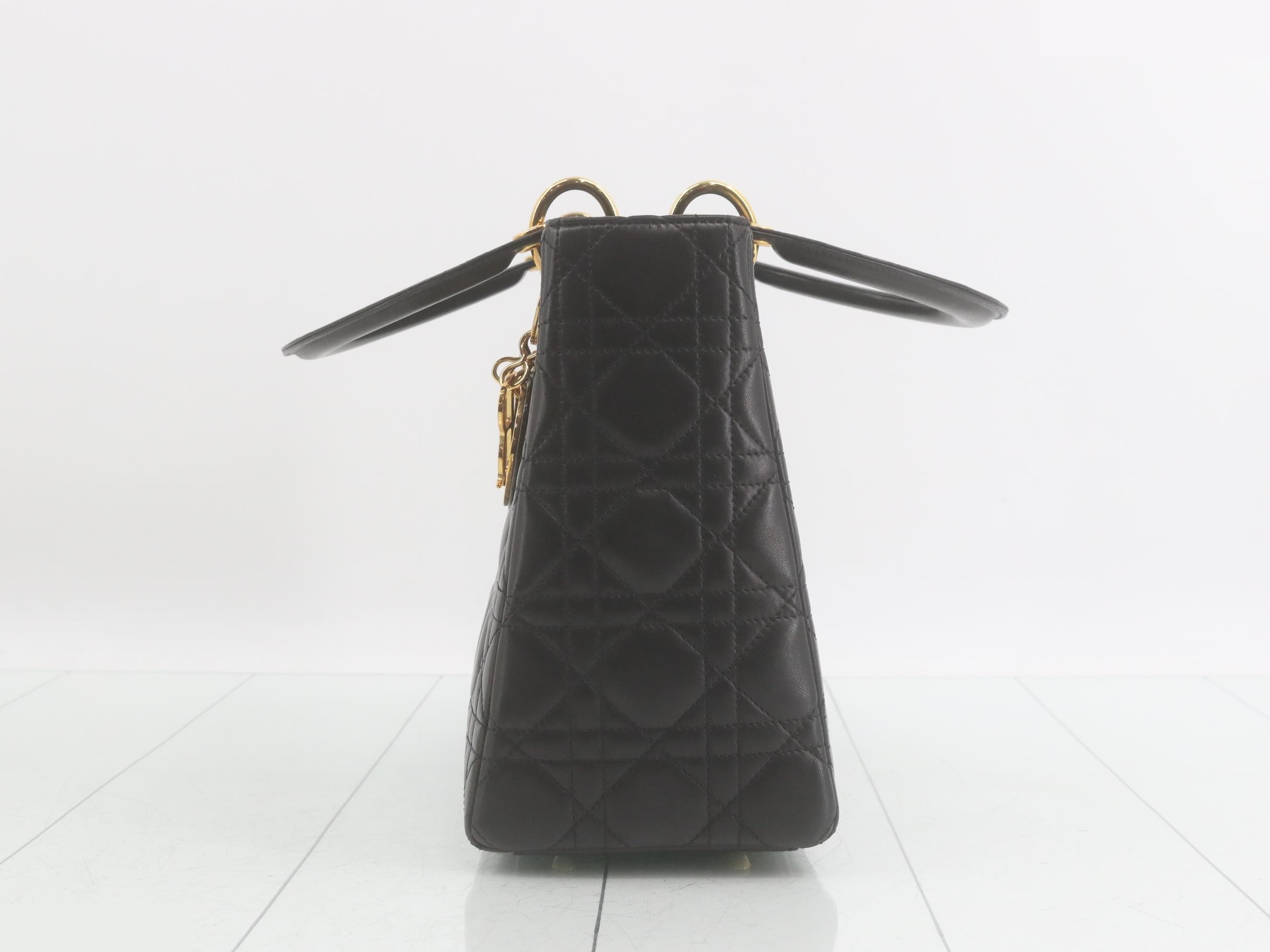 Cannage Lady Dior Lambskin Black Gold Hardware — view 3