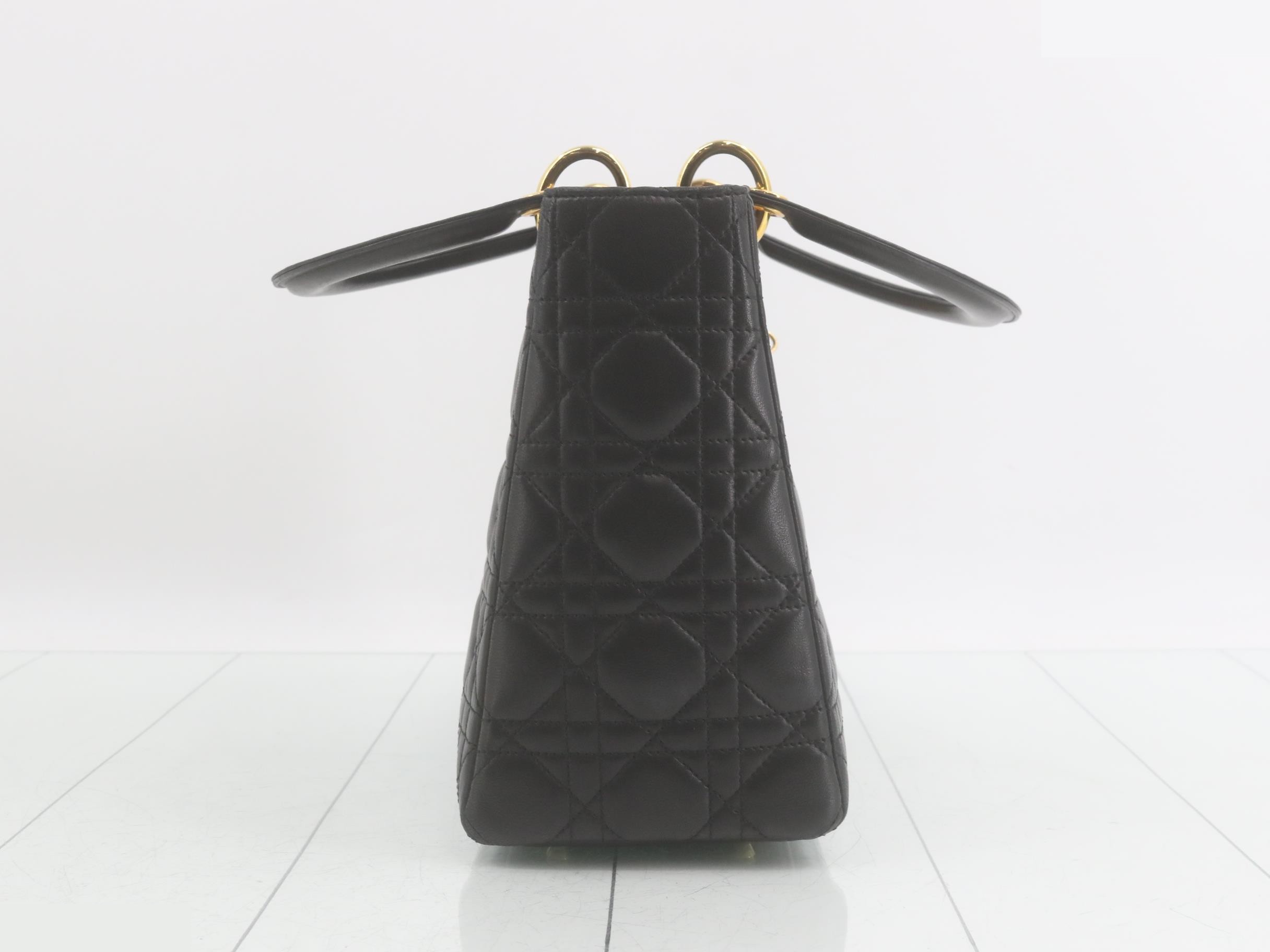 Cannage Lady Dior Lambskin Black Gold Hardware — view 4