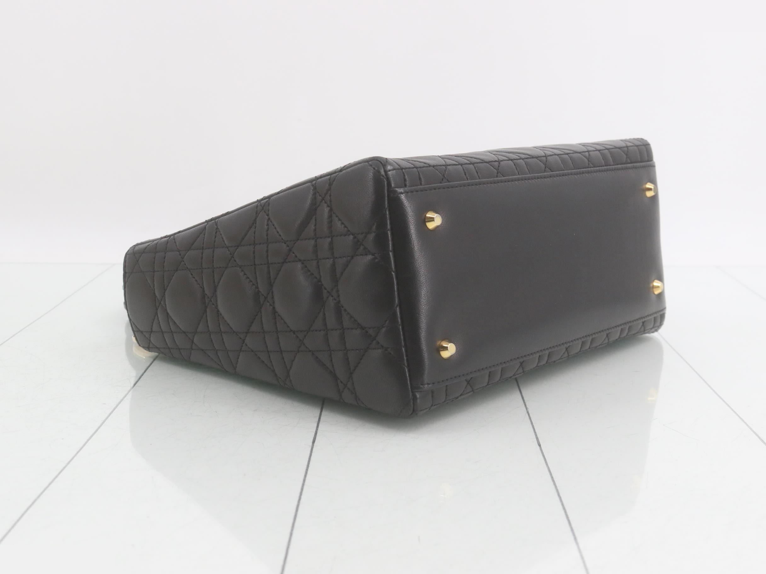 Cannage Lady Dior Lambskin Black Gold Hardware — view 5