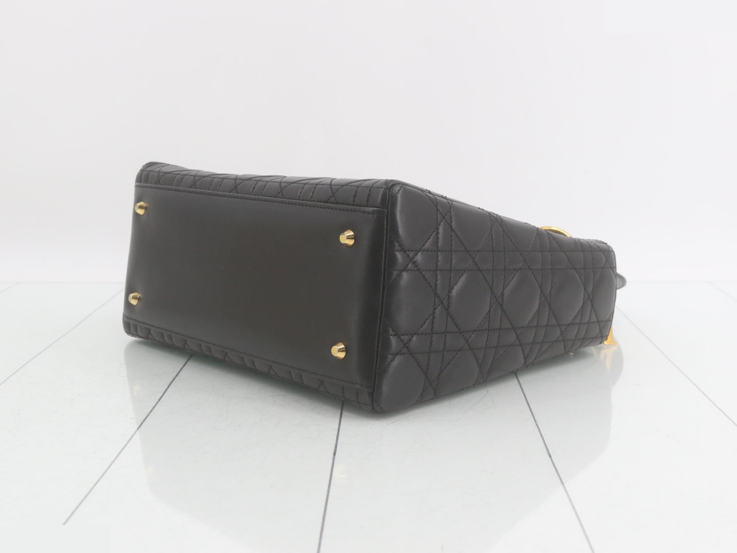 Cannage Lady Dior Lambskin Black Gold Hardware — view 6