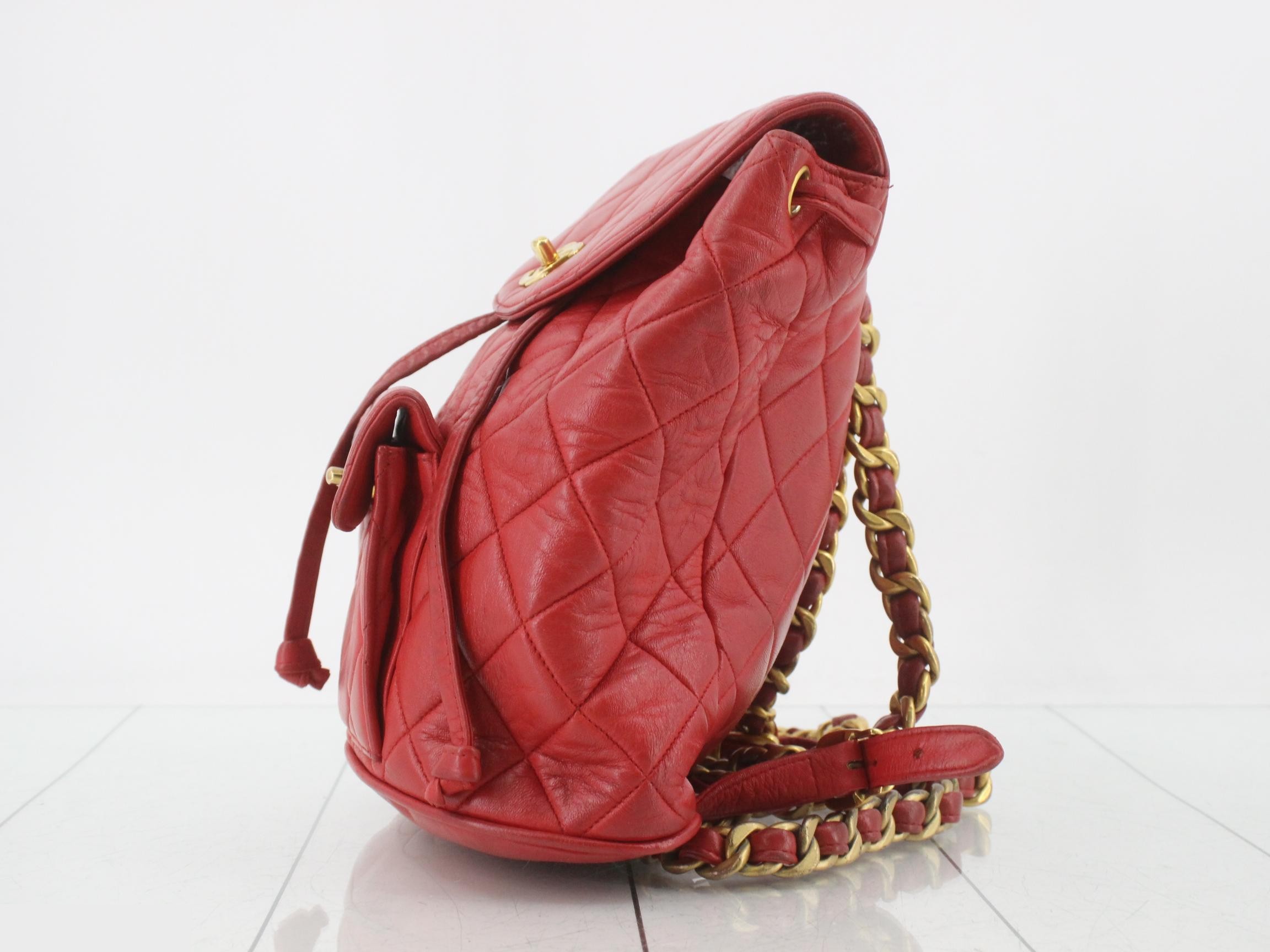Matelassé Lambskin Turnlock Drawstring Chain Backpack — view 3